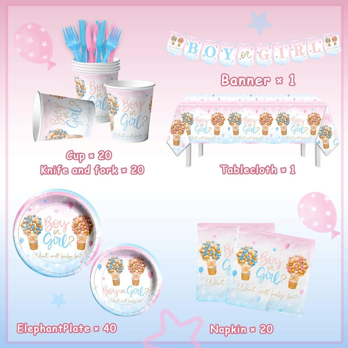 Vajilla Revelación de Género Oso Nifestyle 122pcs Fiesta