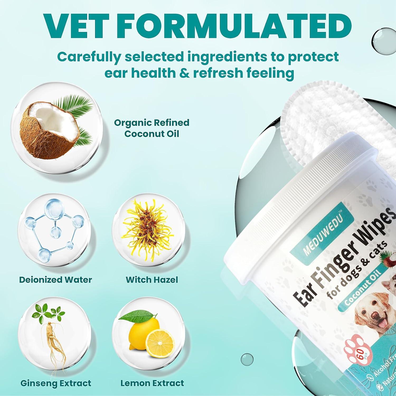 Toallitas Limpiadoras de Oídos para Perros y Gatos MEDUWEDU 60 Unidades