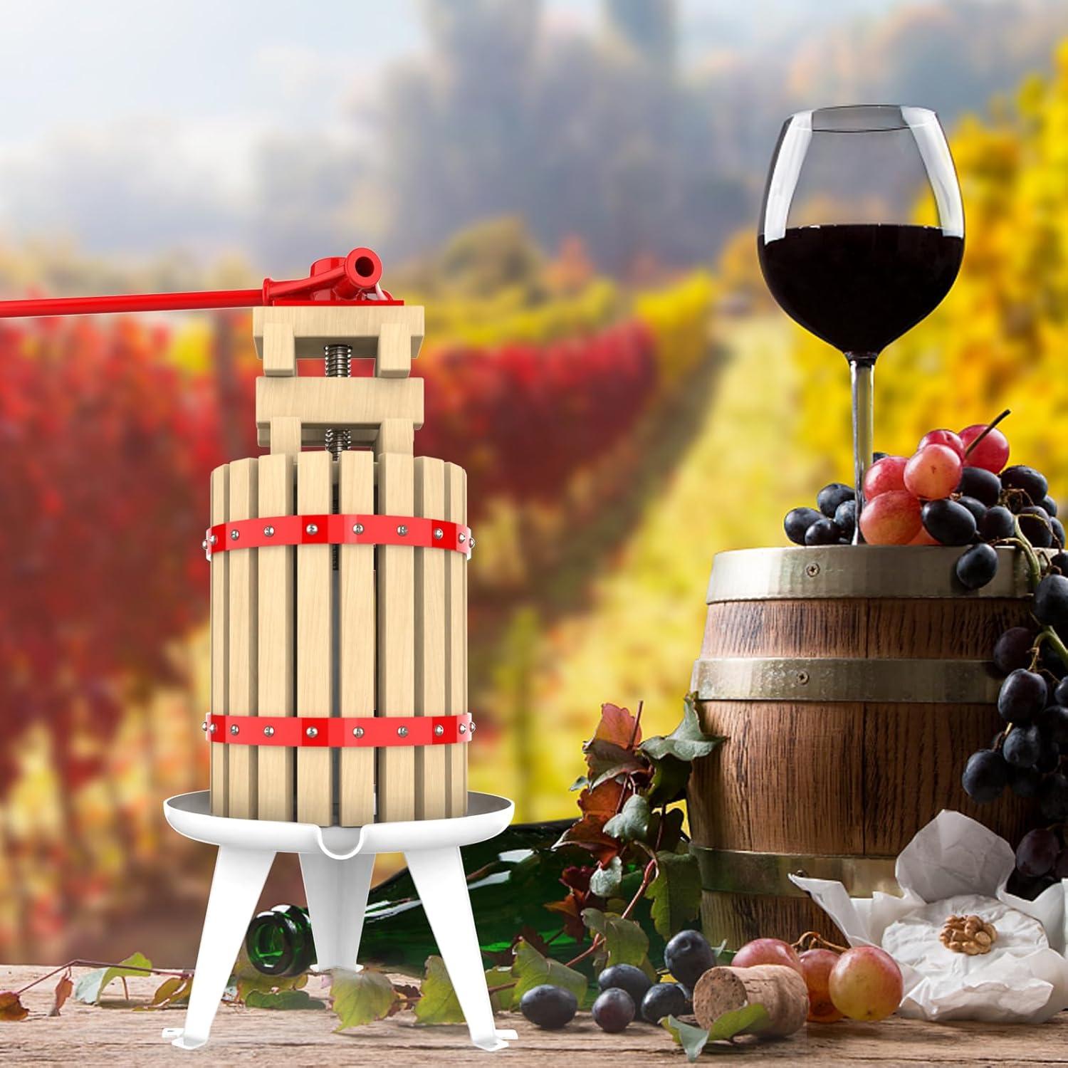 Prensa de Vino EJWOX 6.06L Manual de Madera Sólida