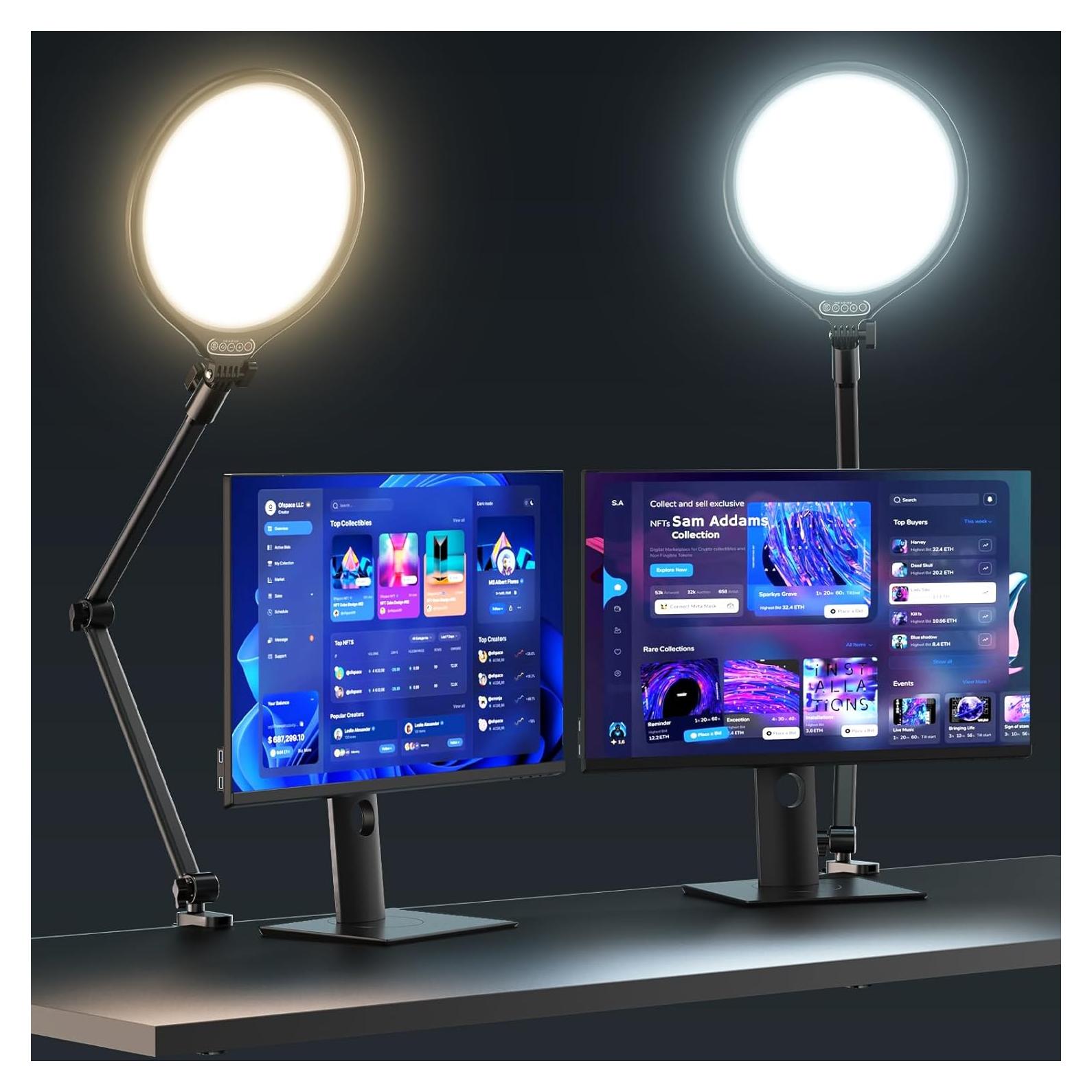 Luz de Anillo UBeesize 25 cm con Brazo Ajustable para Video