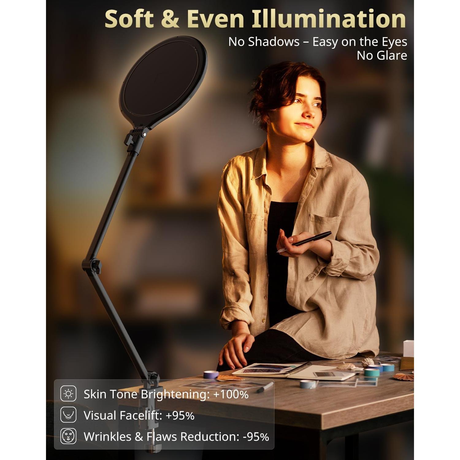 Luz de Anillo UBeesize 25 cm con Brazo Ajustable para Video