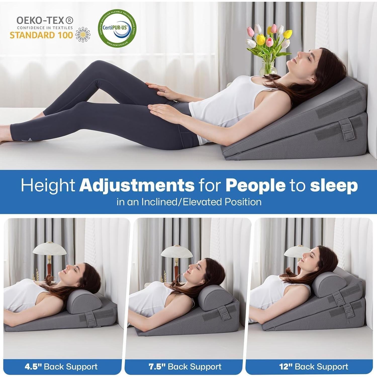 Almohada en Cuña GOHOME 3 Piezas Ajustable Espuma Viscoelástica