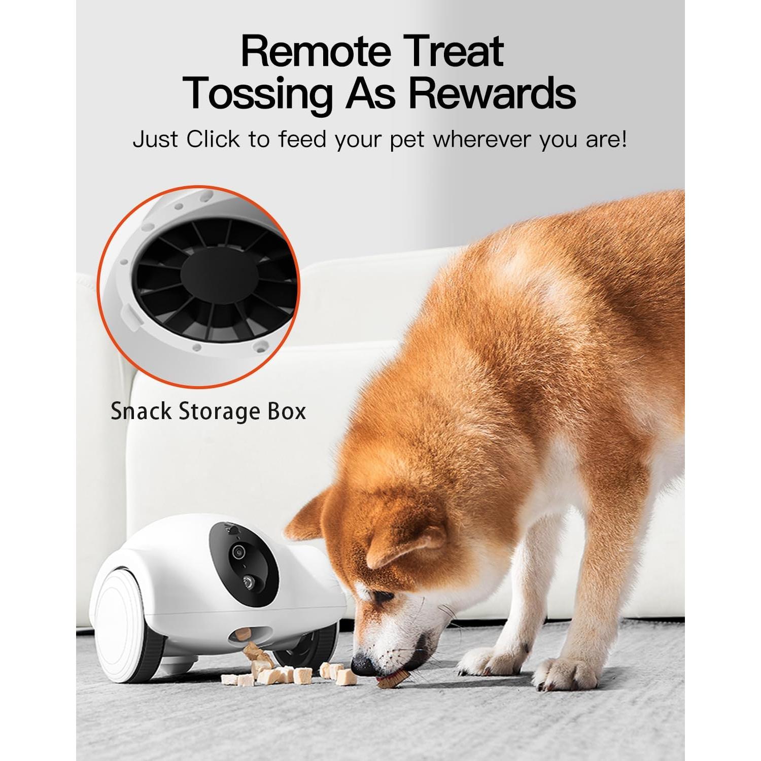 Cámara para Mascotas GULIGULI 1080P HD con Dispensador de Golosinas