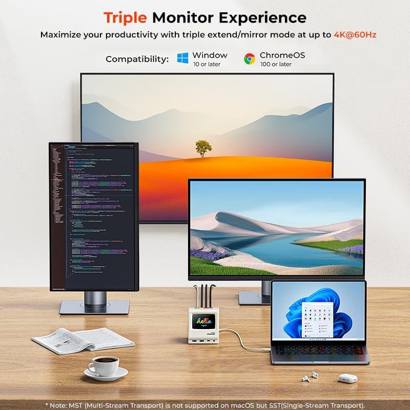Estación de Acoplamiento Triple Monitor RayCue 128K SE 4K USB-C