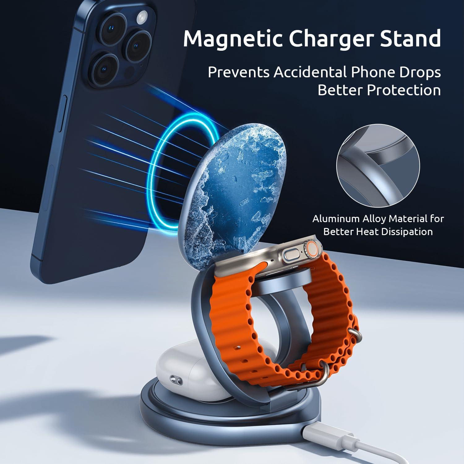 Cargador Inalámbrico 3 en 1 TechThrill para Apple - Gris