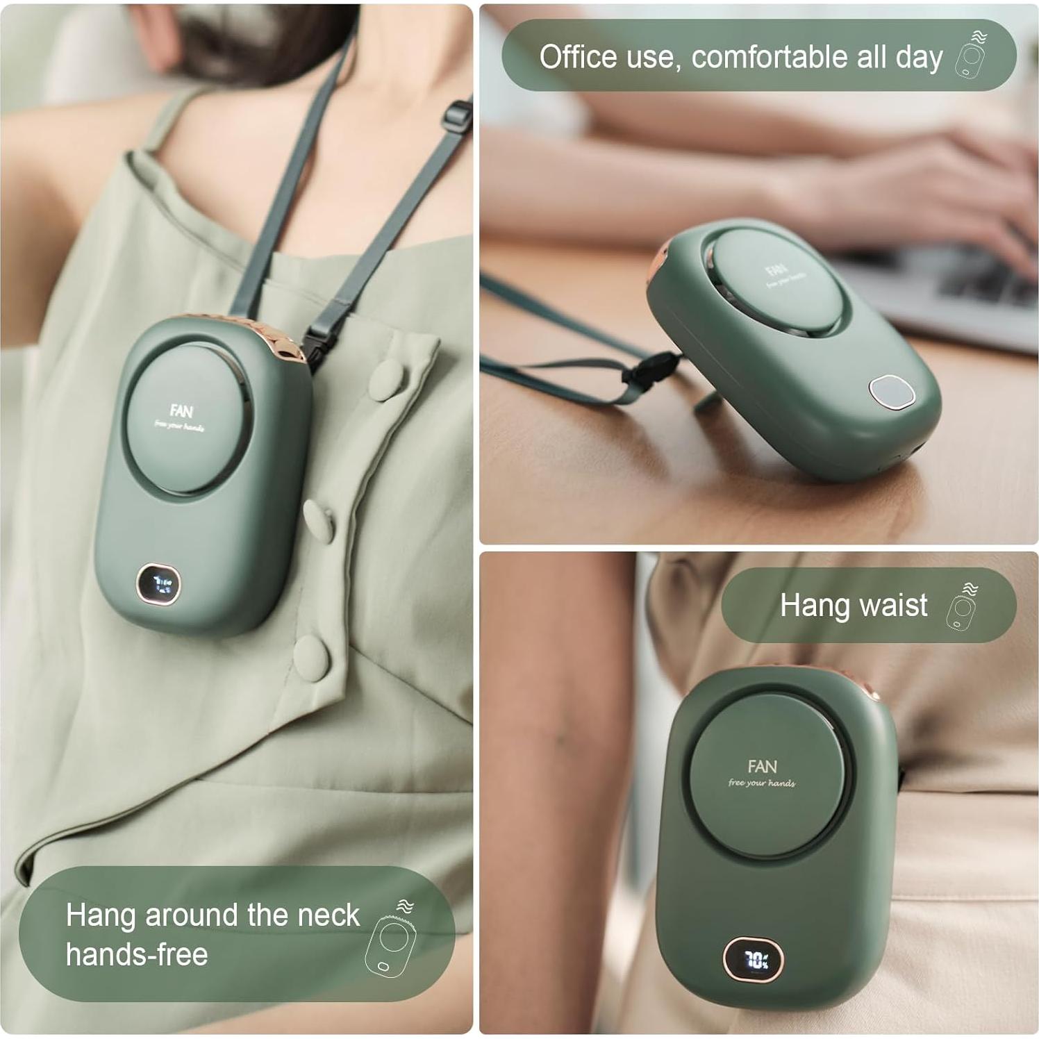 Ventilador de Cuello Portátil PiKaPiKaP Verde 3 Velocidades