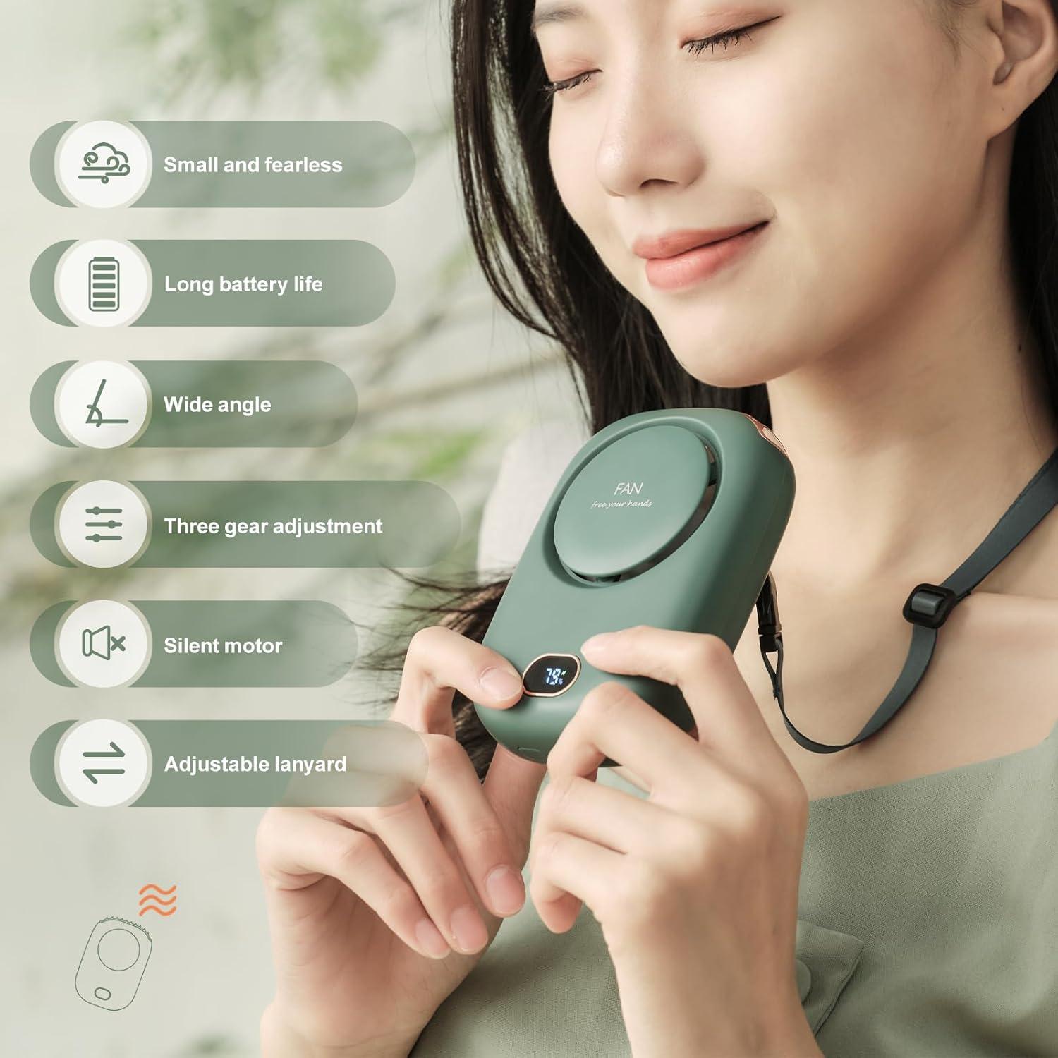 Ventilador de Cuello Portátil PiKaPiKaP Verde 3 Velocidades