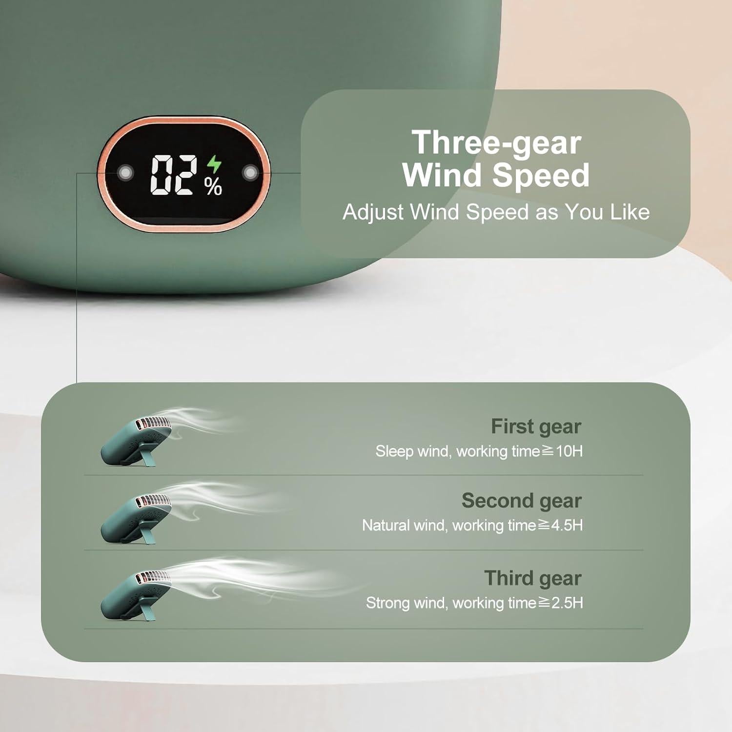 Ventilador de Cuello Portátil PiKaPiKaP Verde 3 Velocidades