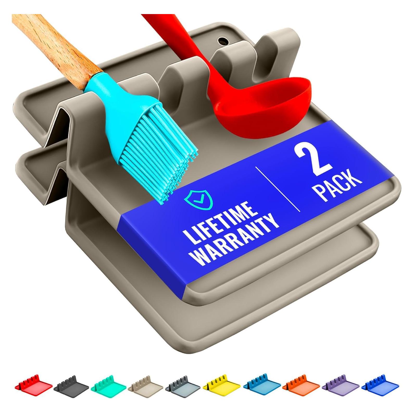 Soporte de Cuchara de Silicona Cooler Kitchen - 2 Paquetes Beige