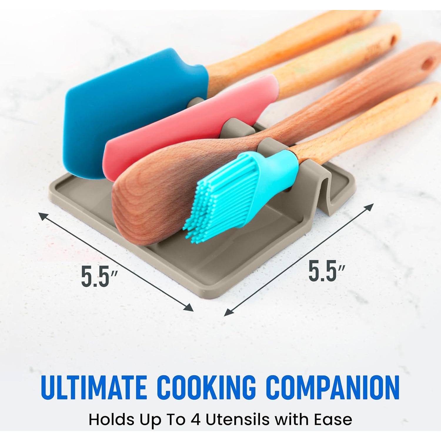 Soporte de Cuchara de Silicona Cooler Kitchen - 2 Paquetes Beige