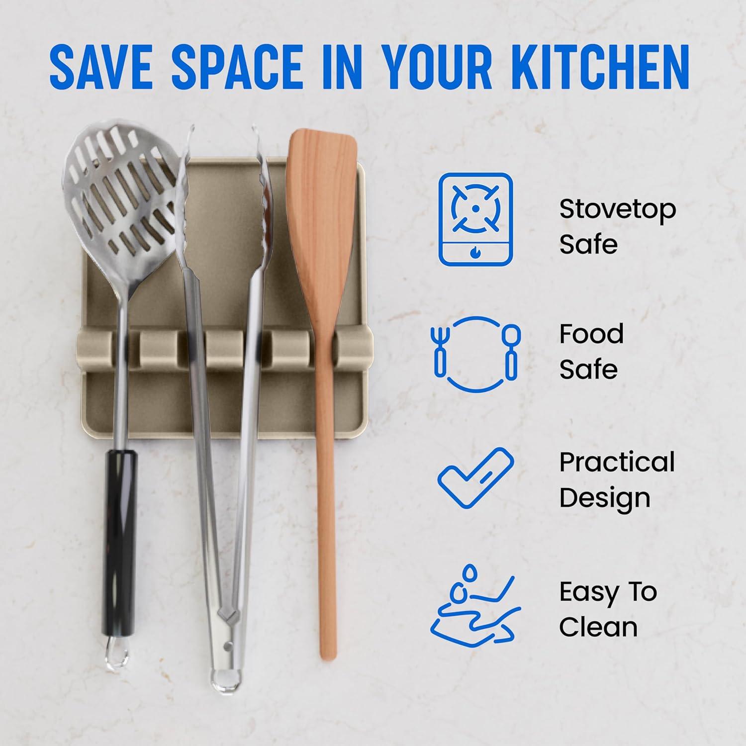 Soporte de Cuchara de Silicona Cooler Kitchen - 2 Paquetes Beige