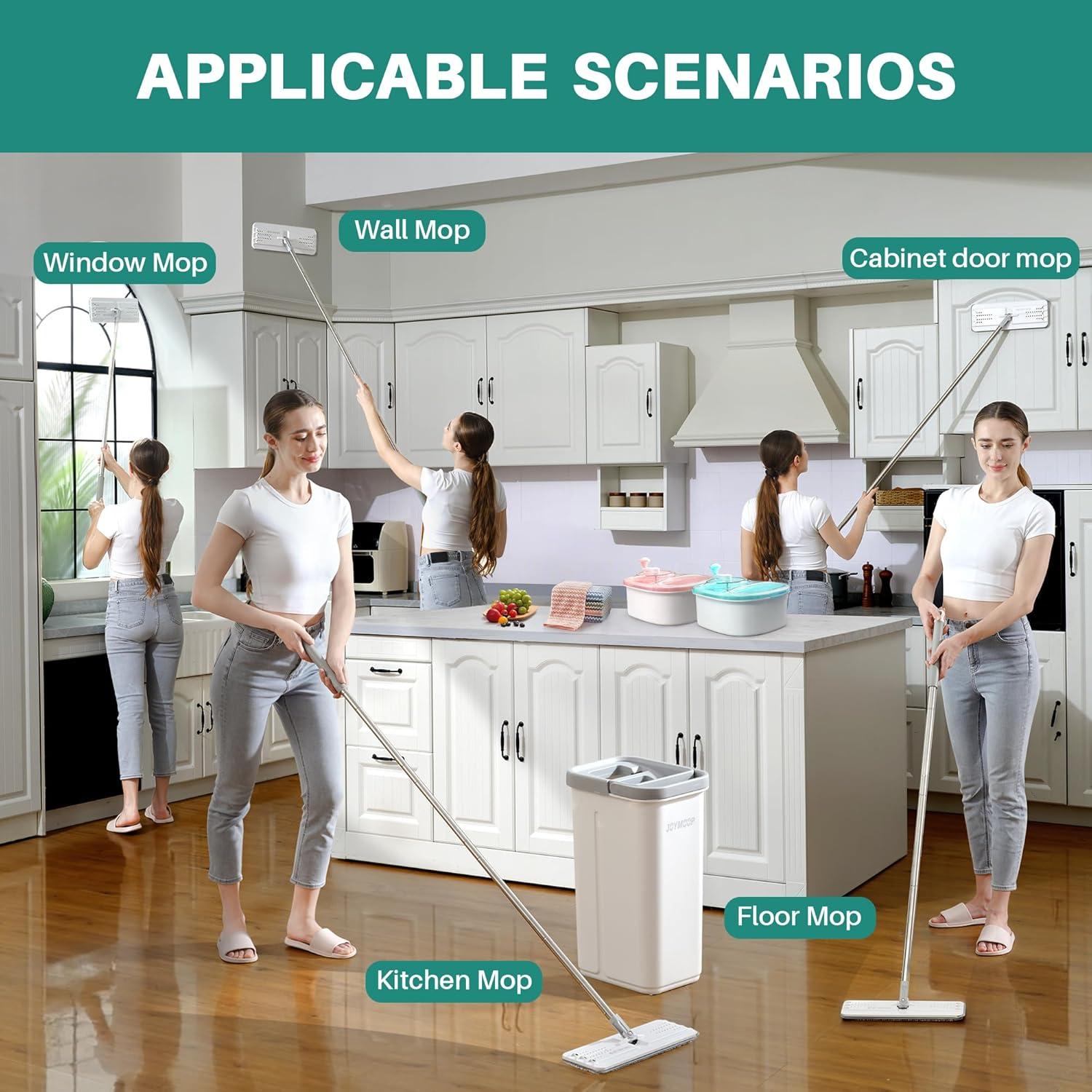 Sistema de Mopas y Cubo JOYMOOP 50" Microfibra Blanco