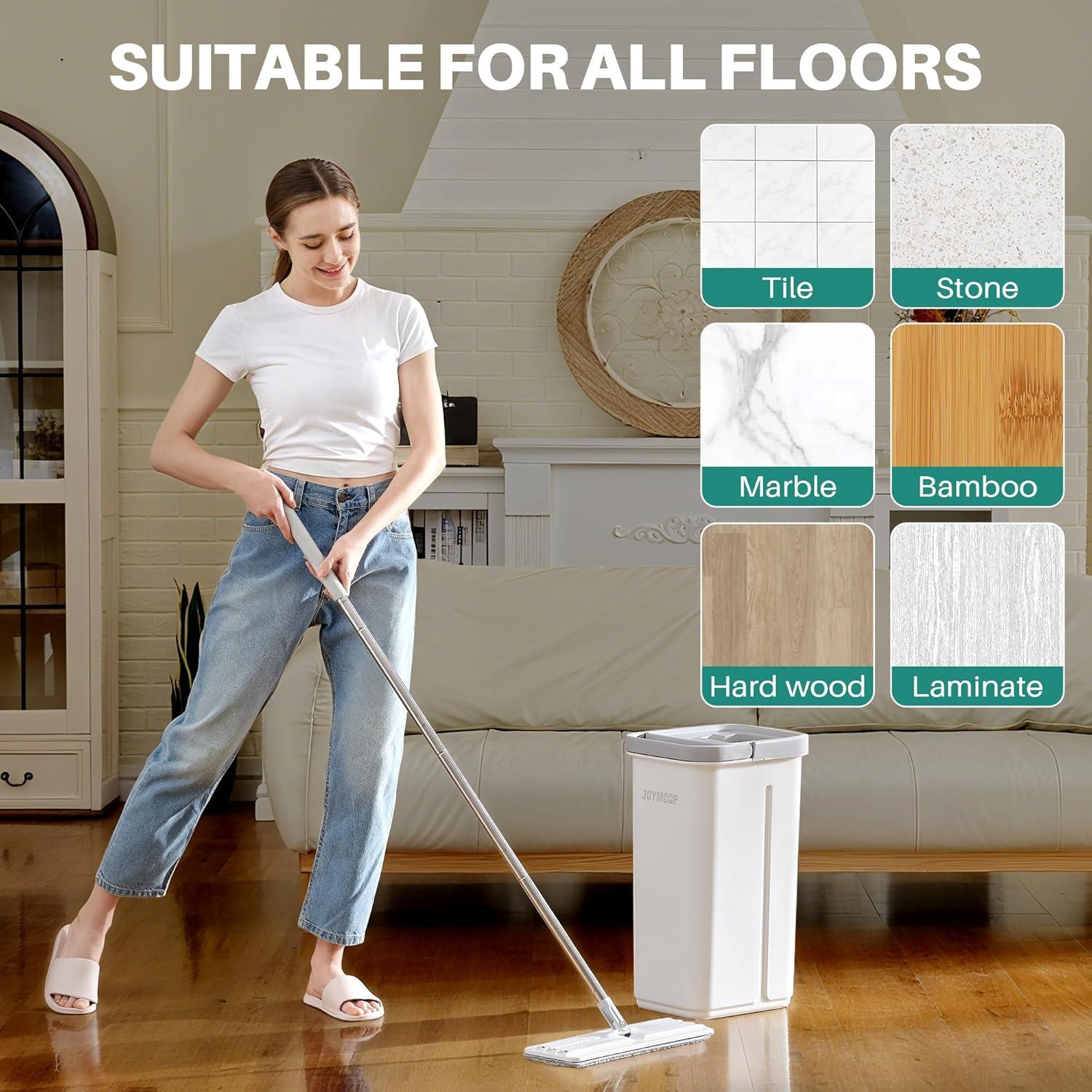 Sistema de Mopas y Cubo JOYMOOP 50" Microfibra Blanco