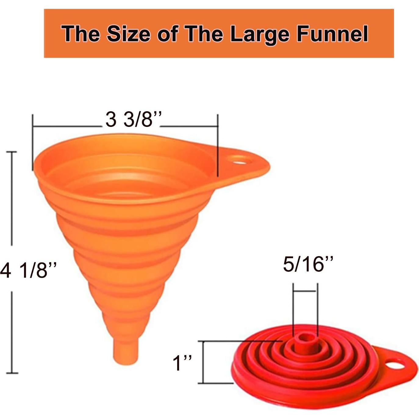 Juego de Embudos de Cocina KongNai Silicona Colapsables 6 Pzas
