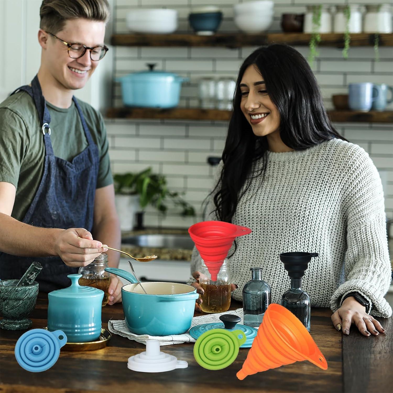 Juego de Embudos de Cocina KongNai Silicona Colapsables 6 Pzas