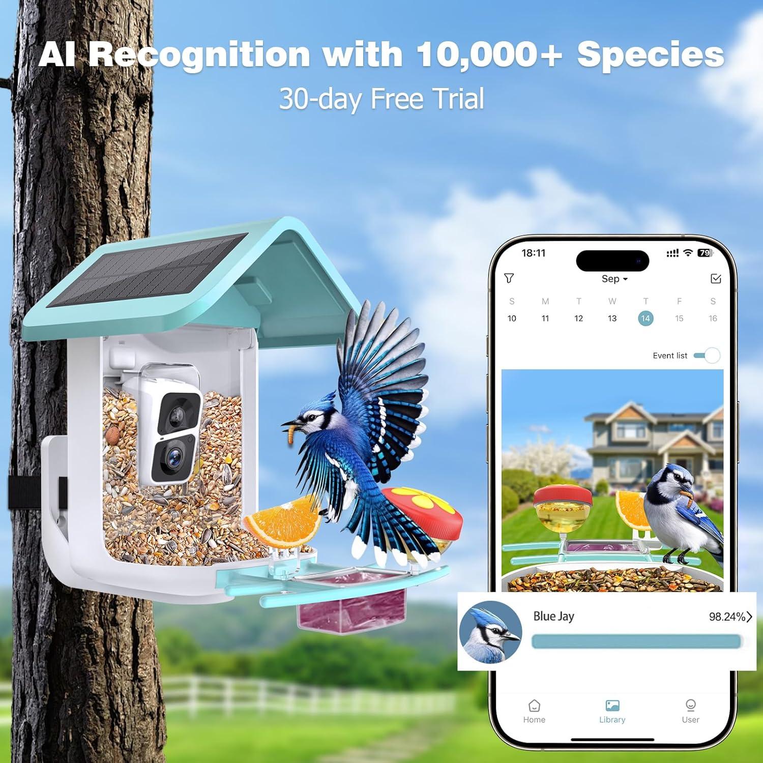 Comedero para Aves VIUBIRD con Cámara Solar 2K Inteligente