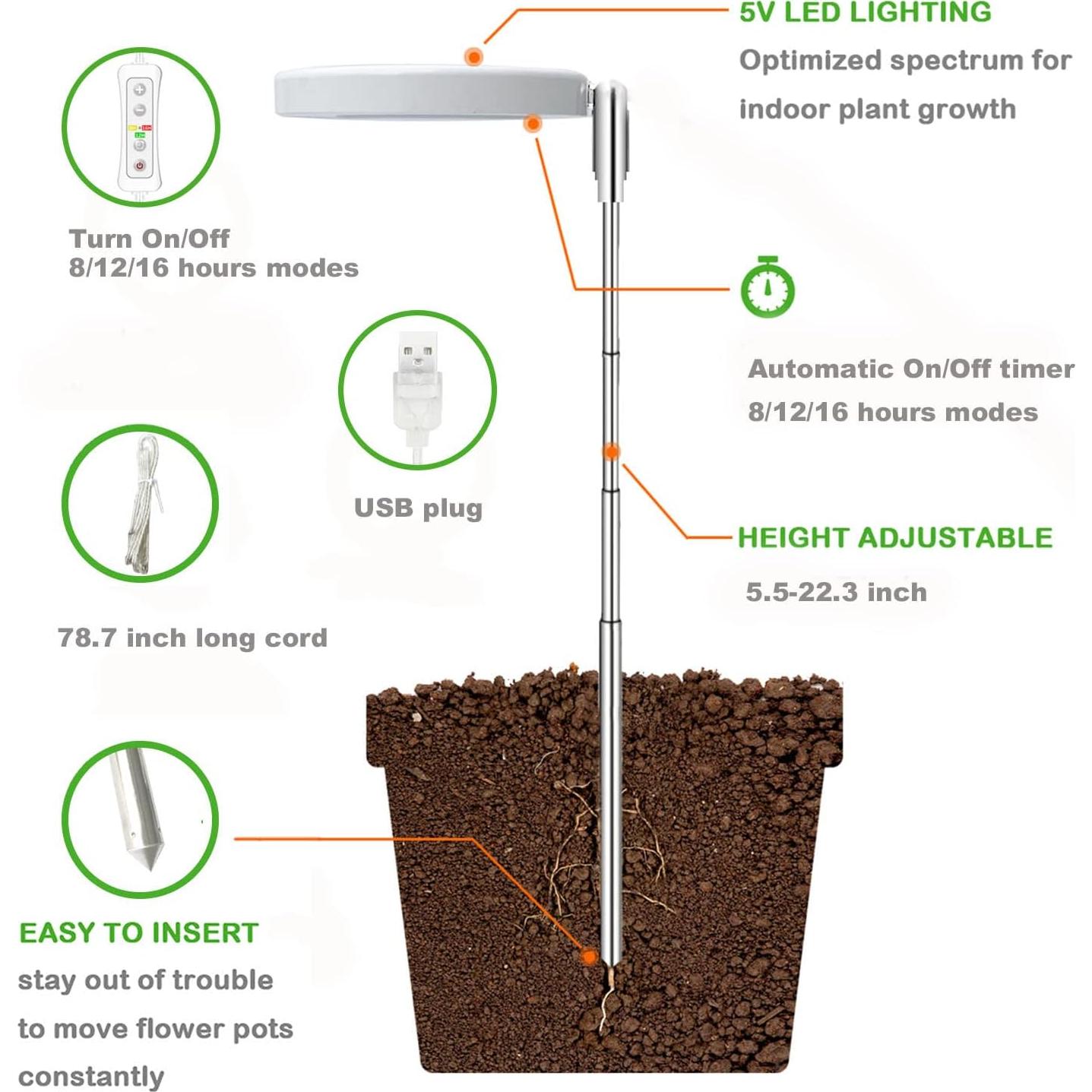 Luz de Crecimiento LED Yadoker 2 Piezas 900 Lúmenes