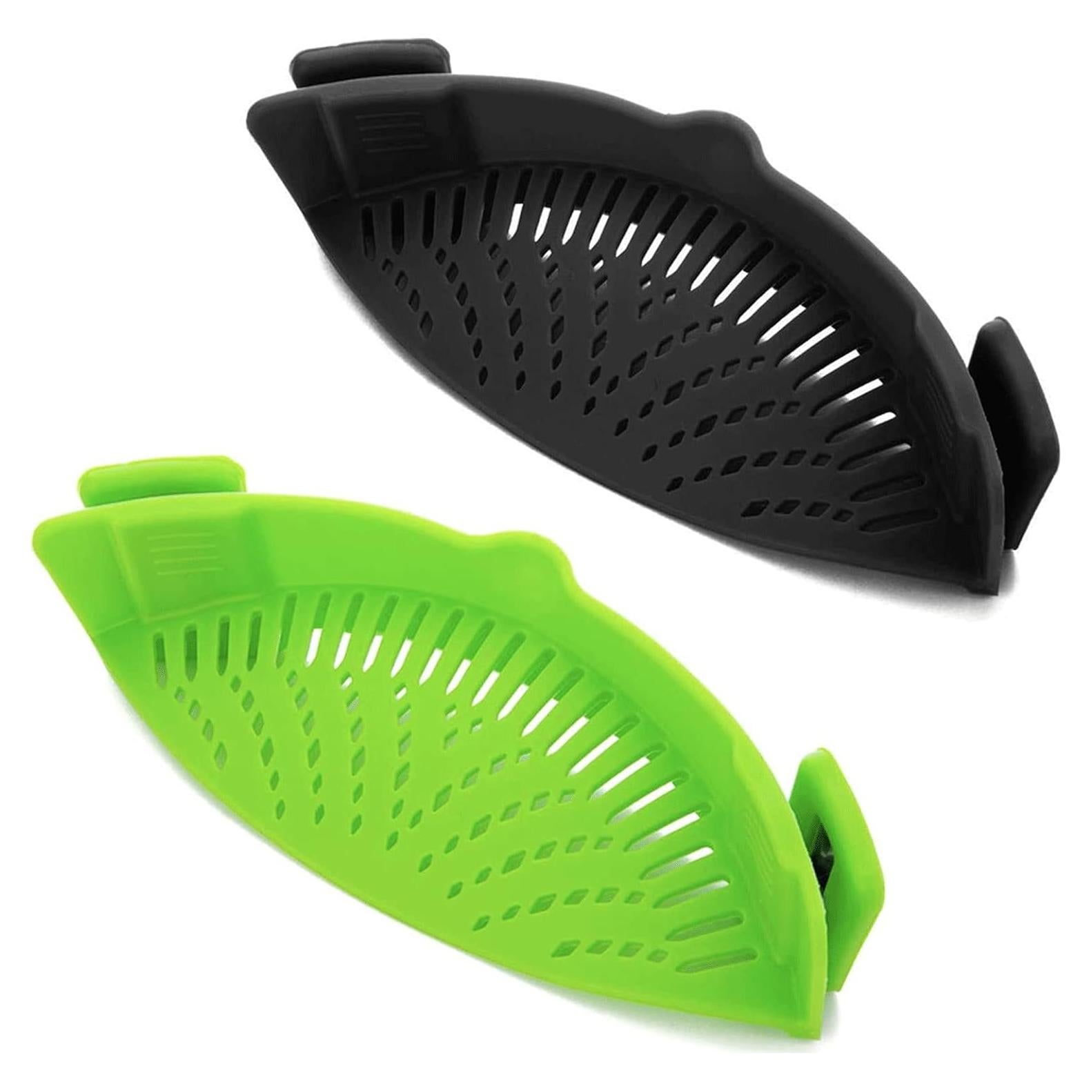 Colador de Pasta con Clip Qiunizadila Silicona 288g Negro Verde