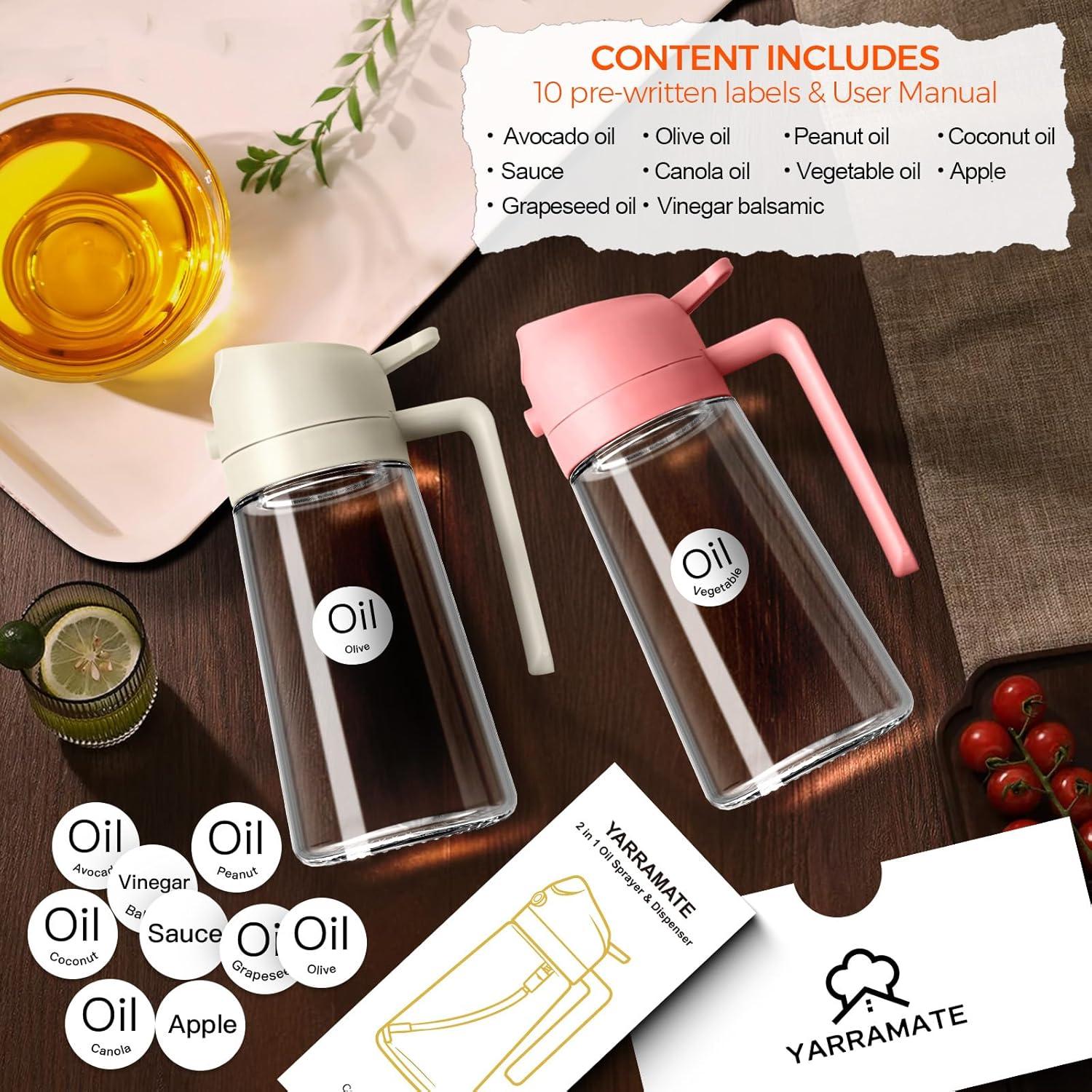 Pulverizador de Aceite de Oliva YARRAMATE 470ml Vidrio BPA Libre