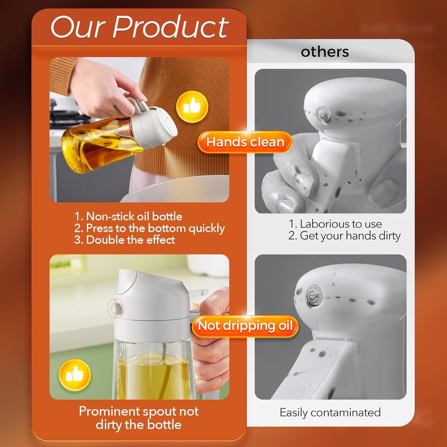 Pulverizador de Aceite de Oliva YARRAMATE 470ml Vidrio BPA Libre