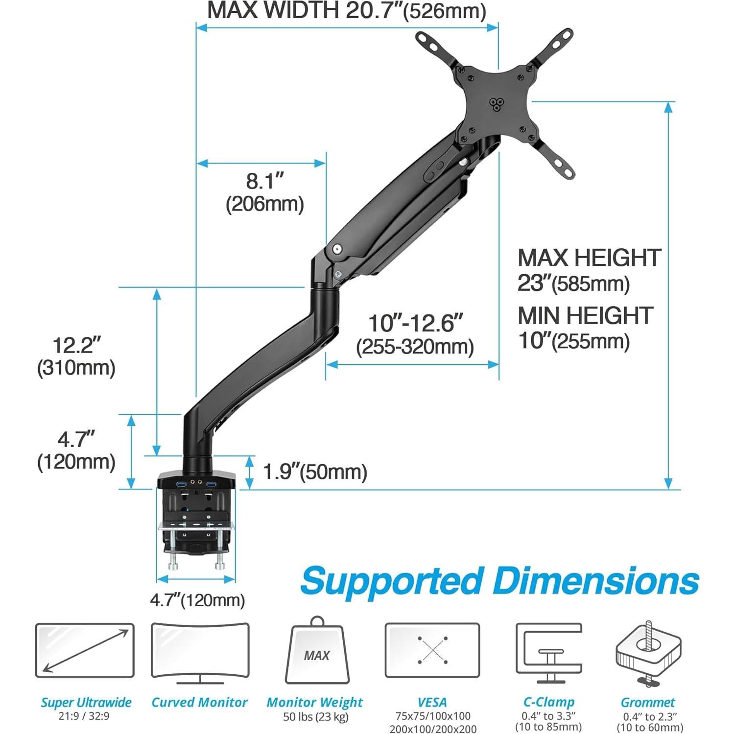 Soporte de Monitor AVLT DM40-1 para Pantallas 17" a 49"