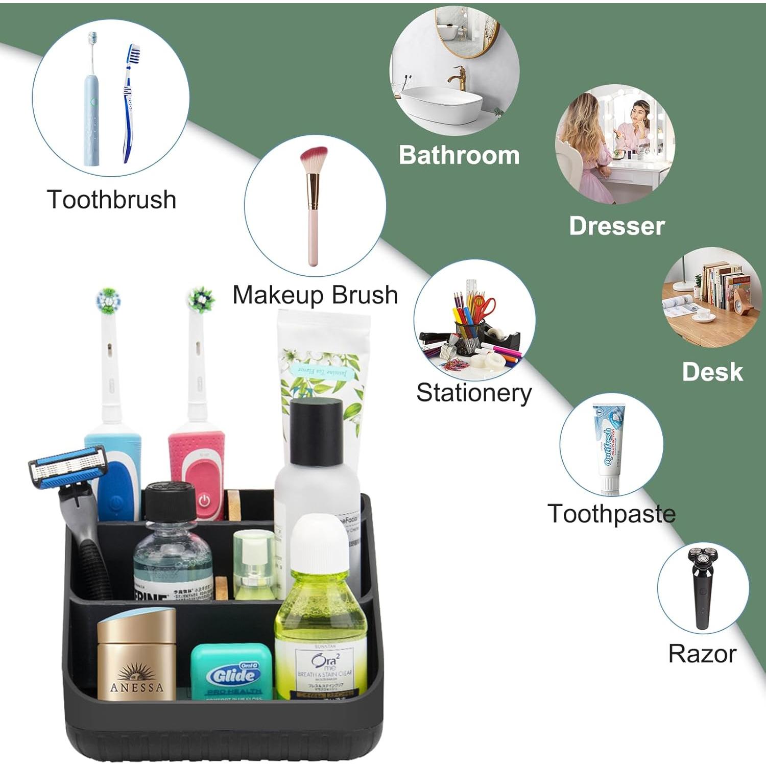 Soporte para Cepillos de Dientes Chintu Negro 6 Ranuras Organizador