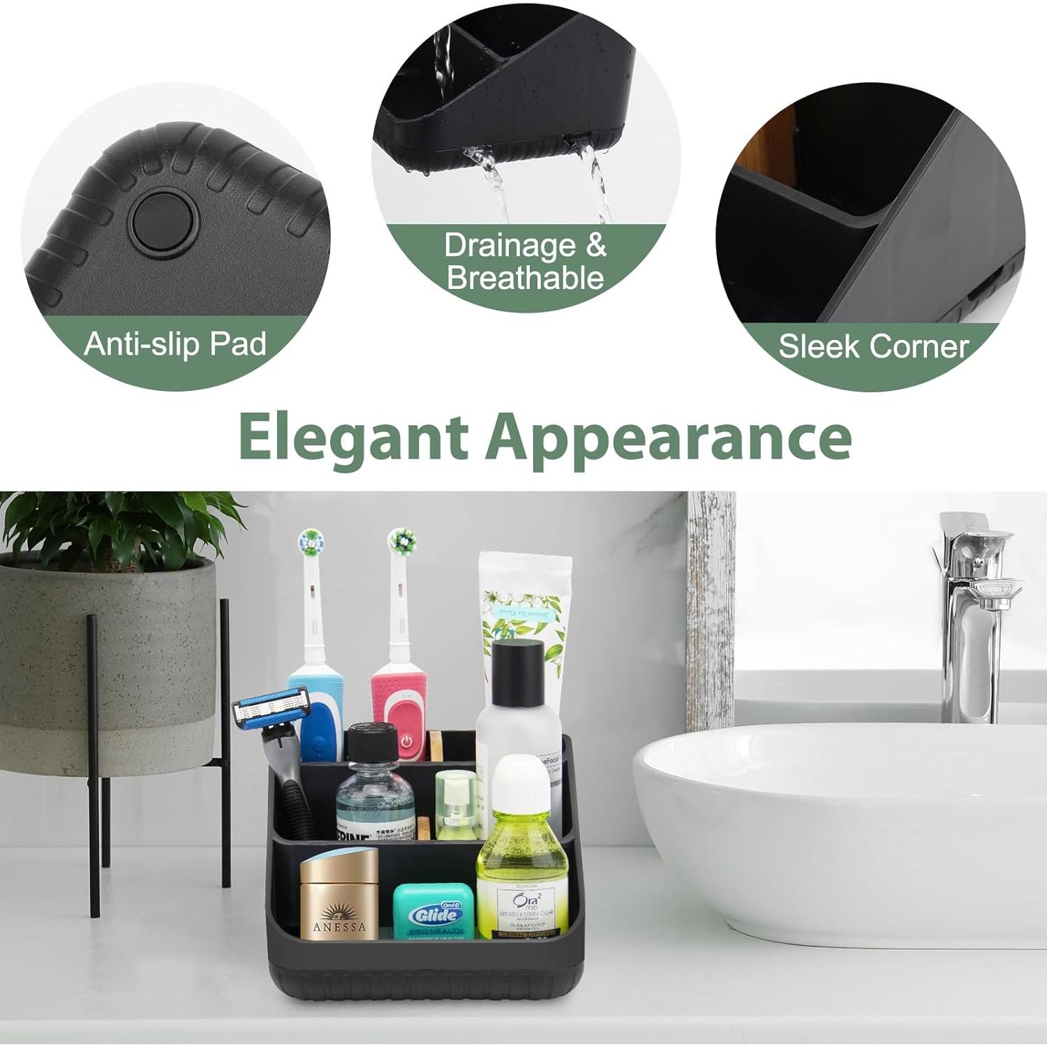 Soporte para Cepillos de Dientes Chintu Negro 6 Ranuras Organizador