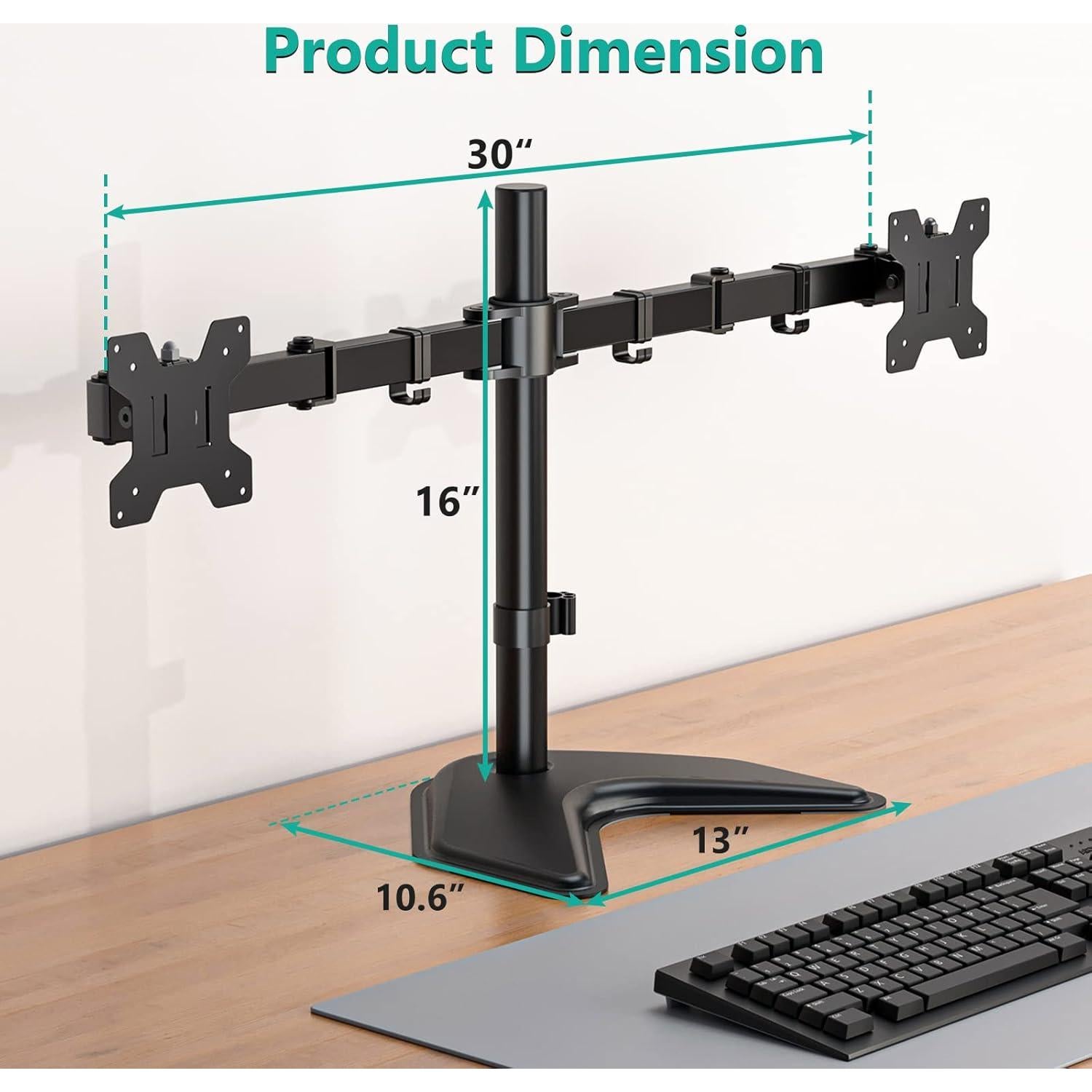 Soporte Doble para Monitor WALI MF002 hasta 27" Negro