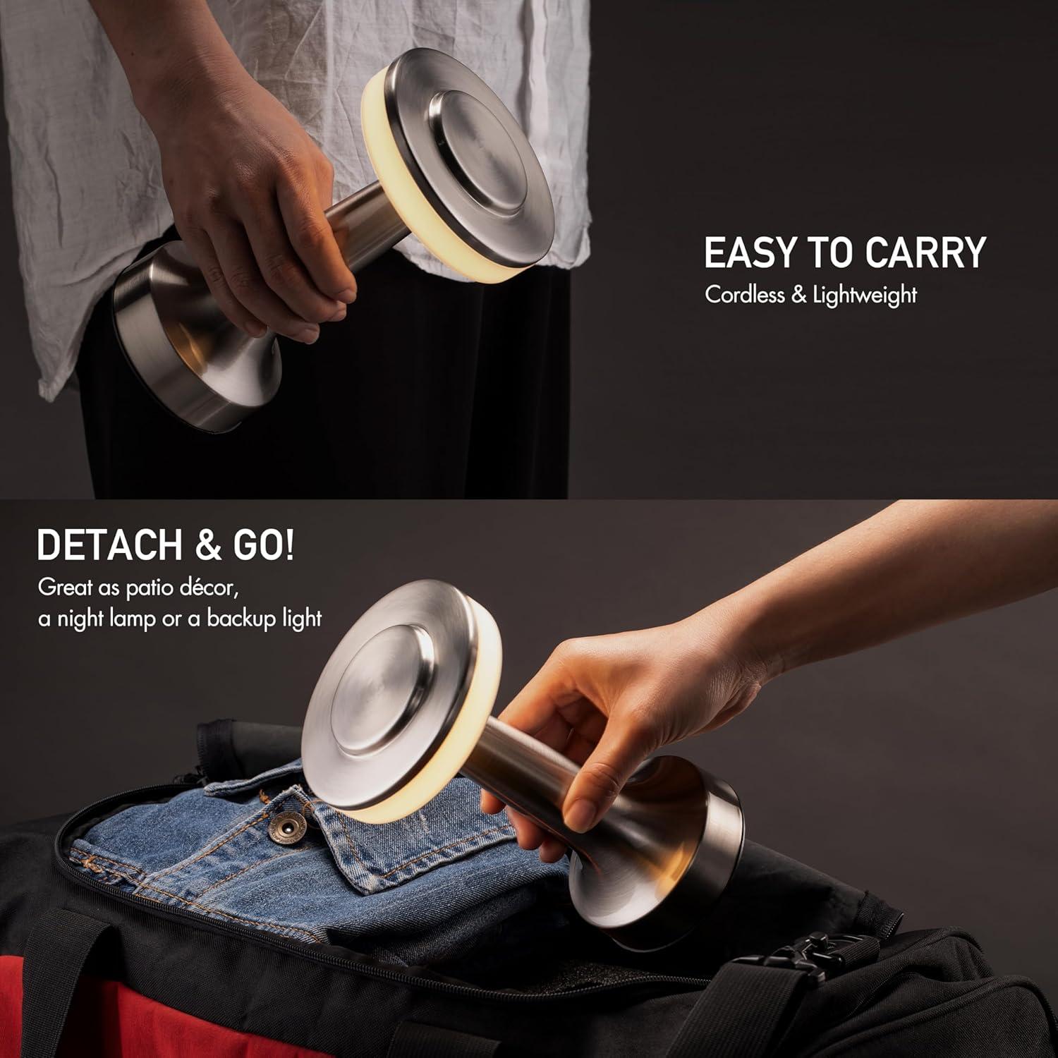 Lámpara de Mesa LED O'Bright Plata Portátil con Sensor Táctil