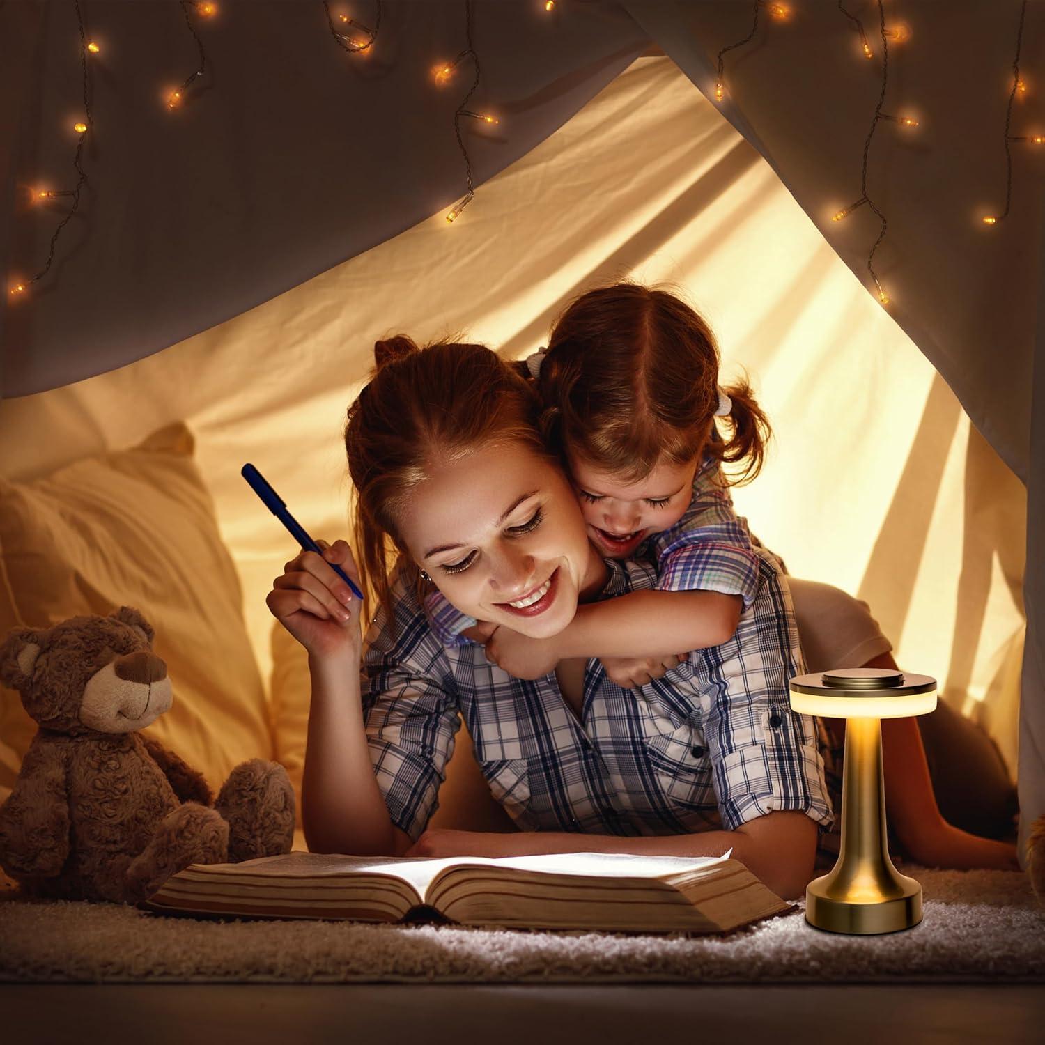 Lámpara de Mesa LED O'Bright Plata Portátil con Sensor Táctil