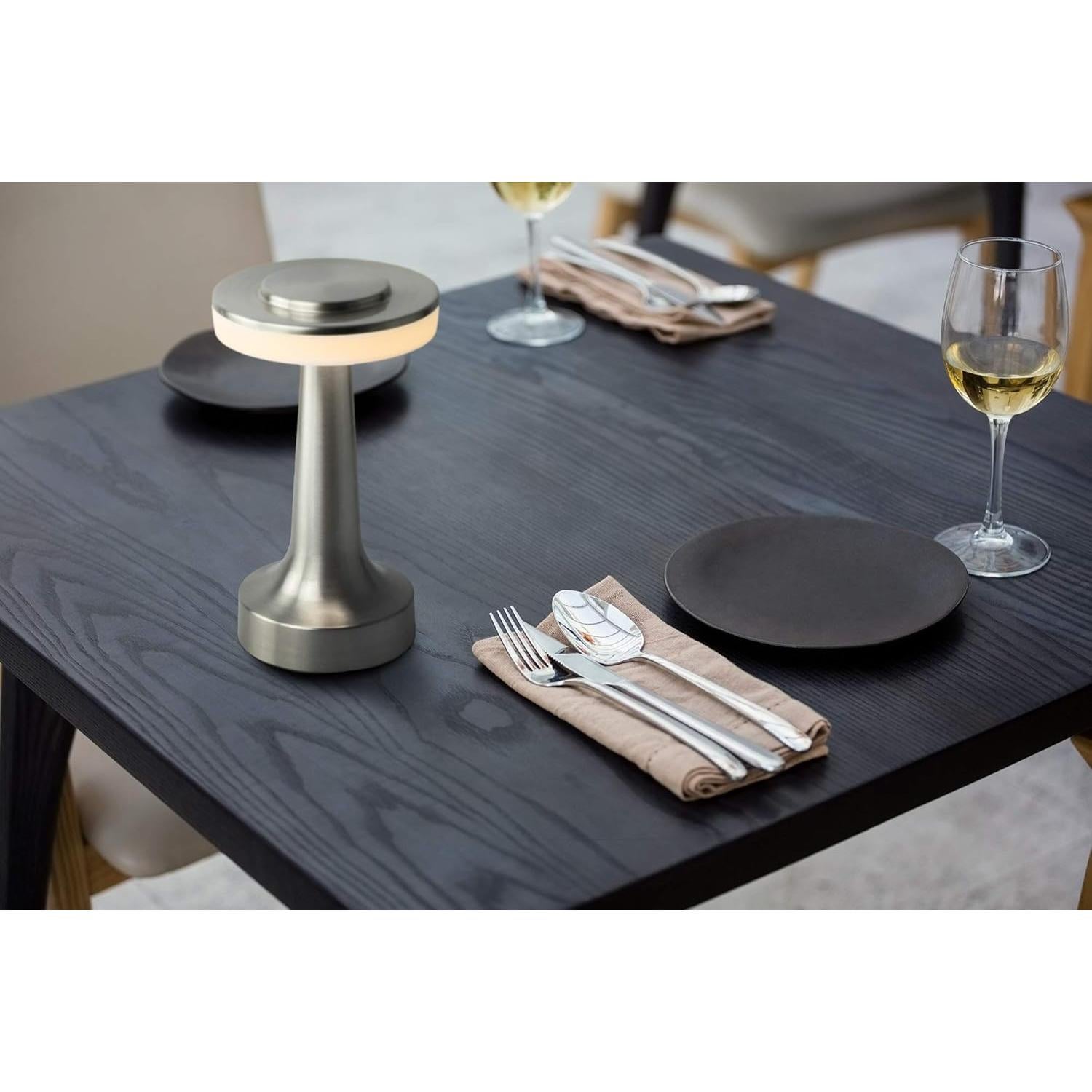 Lámpara de Mesa LED O'Bright Plata Portátil con Sensor Táctil