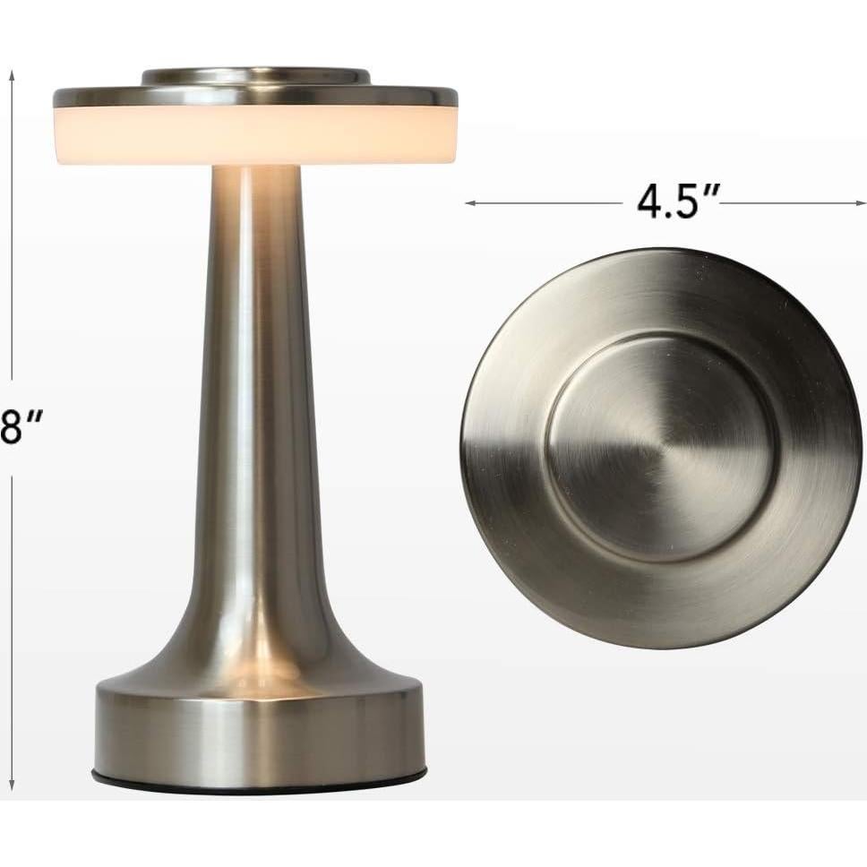 Lámpara de Mesa LED O'Bright Plata Portátil con Sensor Táctil