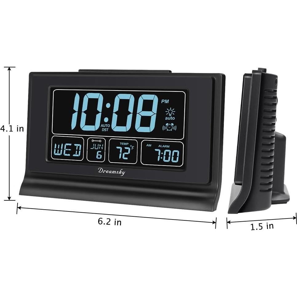 Reloj Despertador Digital DreamSky con Pantalla Grande y USB
