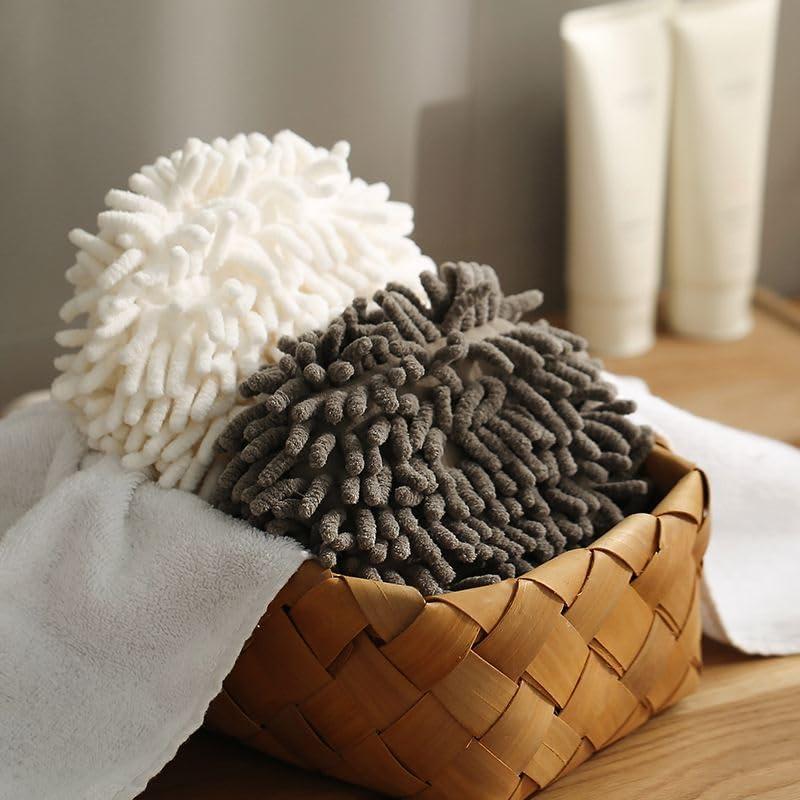 Toalla de Mano Chenille ACOCPOL 17x17 cm Gris Blanco 2 Piezas