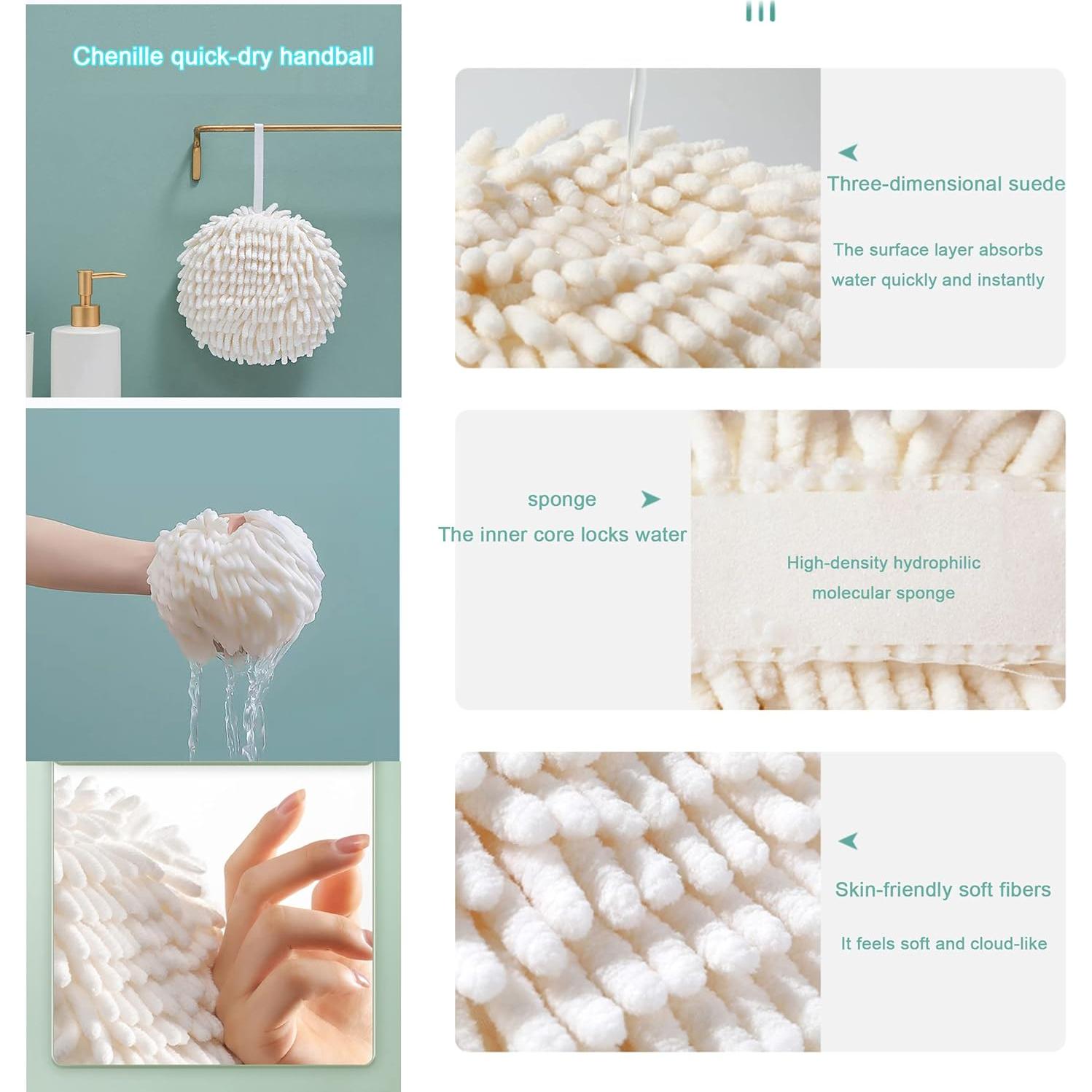 Toalla de Mano Chenille ACOCPOL 17x17 cm Gris Blanco 2 Piezas