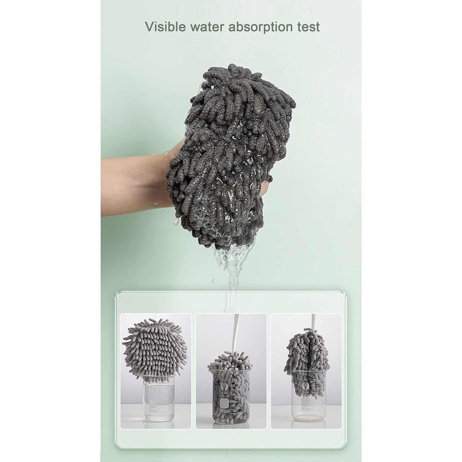 Toalla de Mano Chenille ACOCPOL 17x17 cm Gris Blanco 2 Piezas