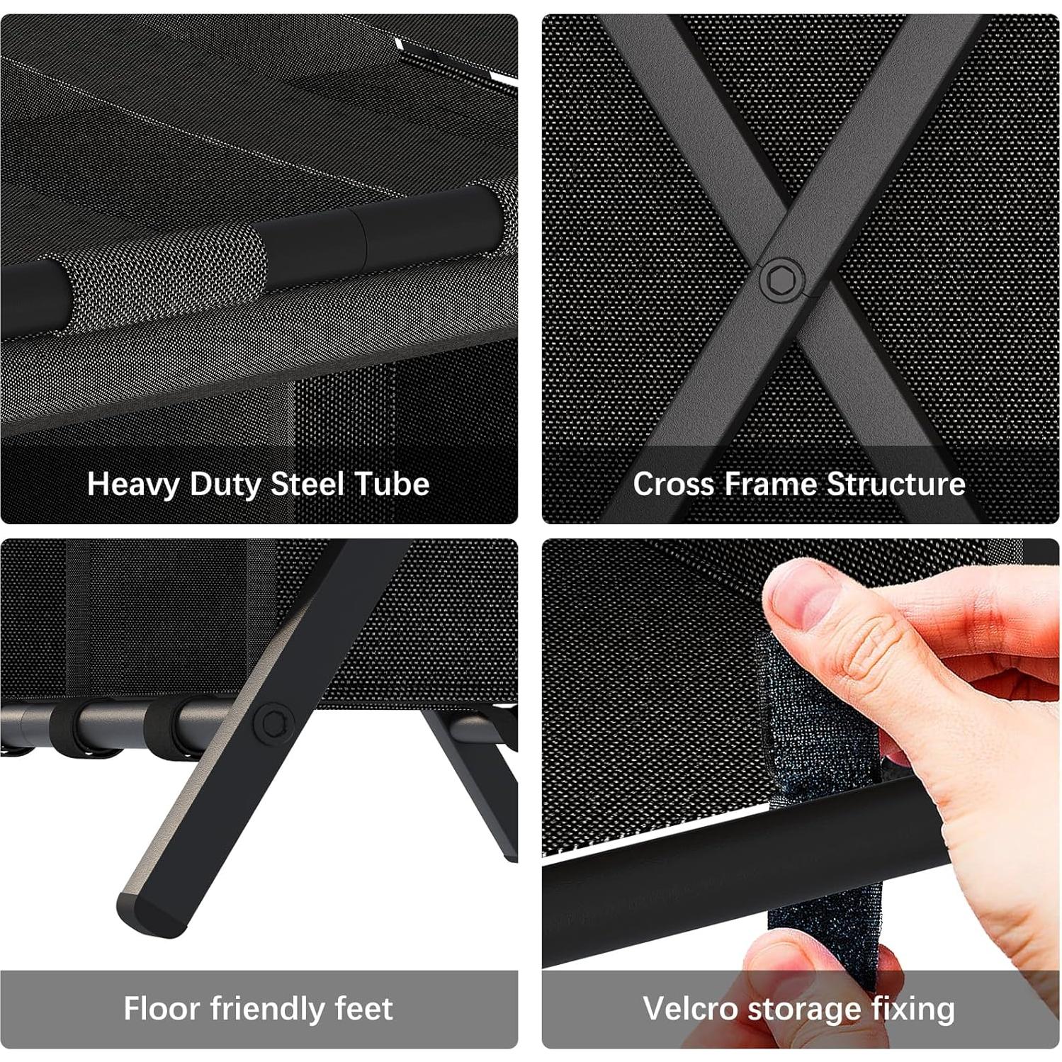 Soporte de Equipaje Plegable aboxoo Negro 54.43 kg 60x37x61.5 cm