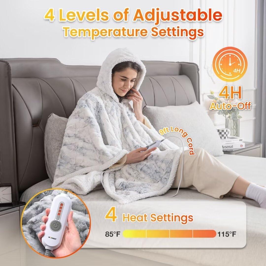 Manta Térmica Wearable WOOMER 127x152cm con Capucha y Calor