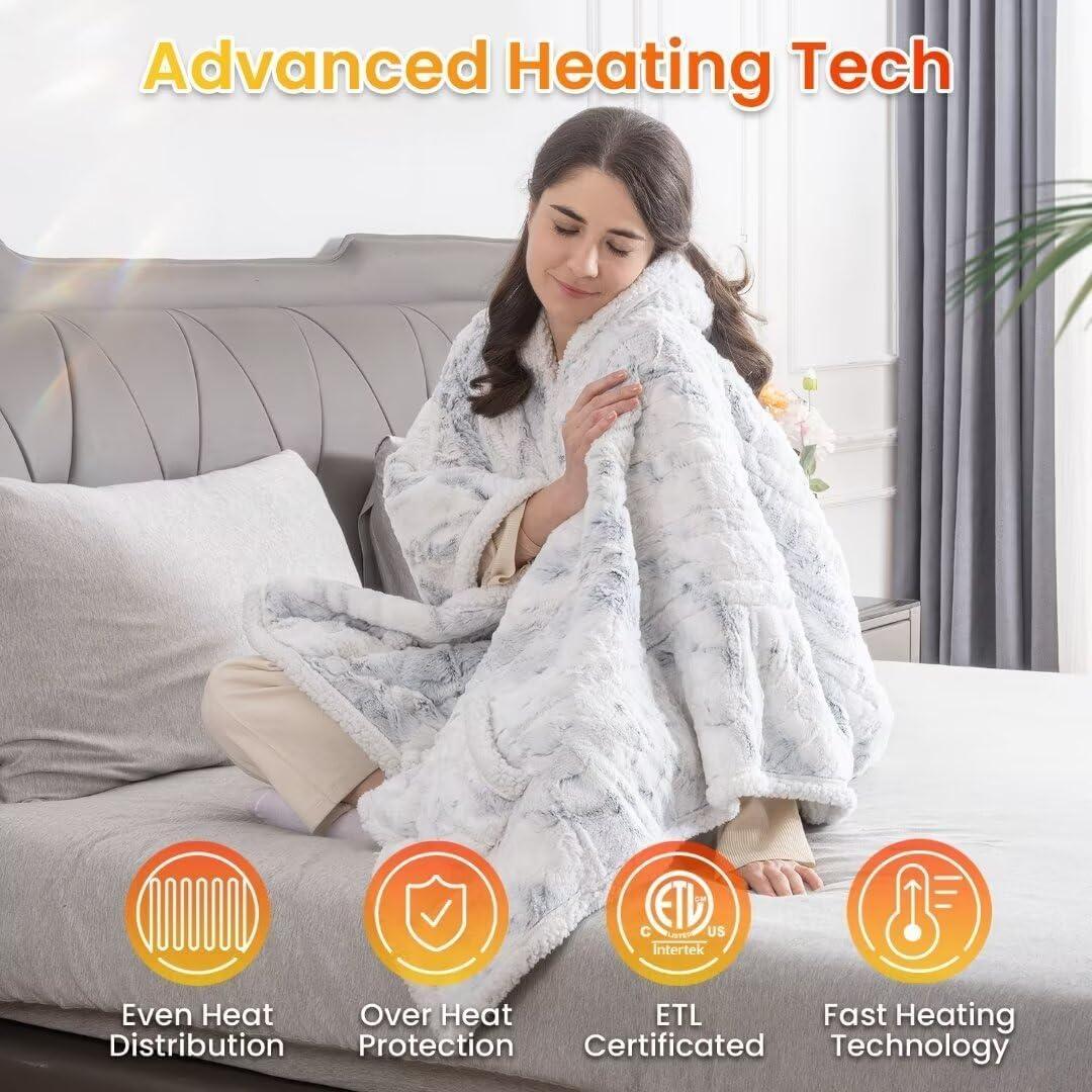 Manta Térmica Wearable WOOMER 127x152cm con Capucha y Calor