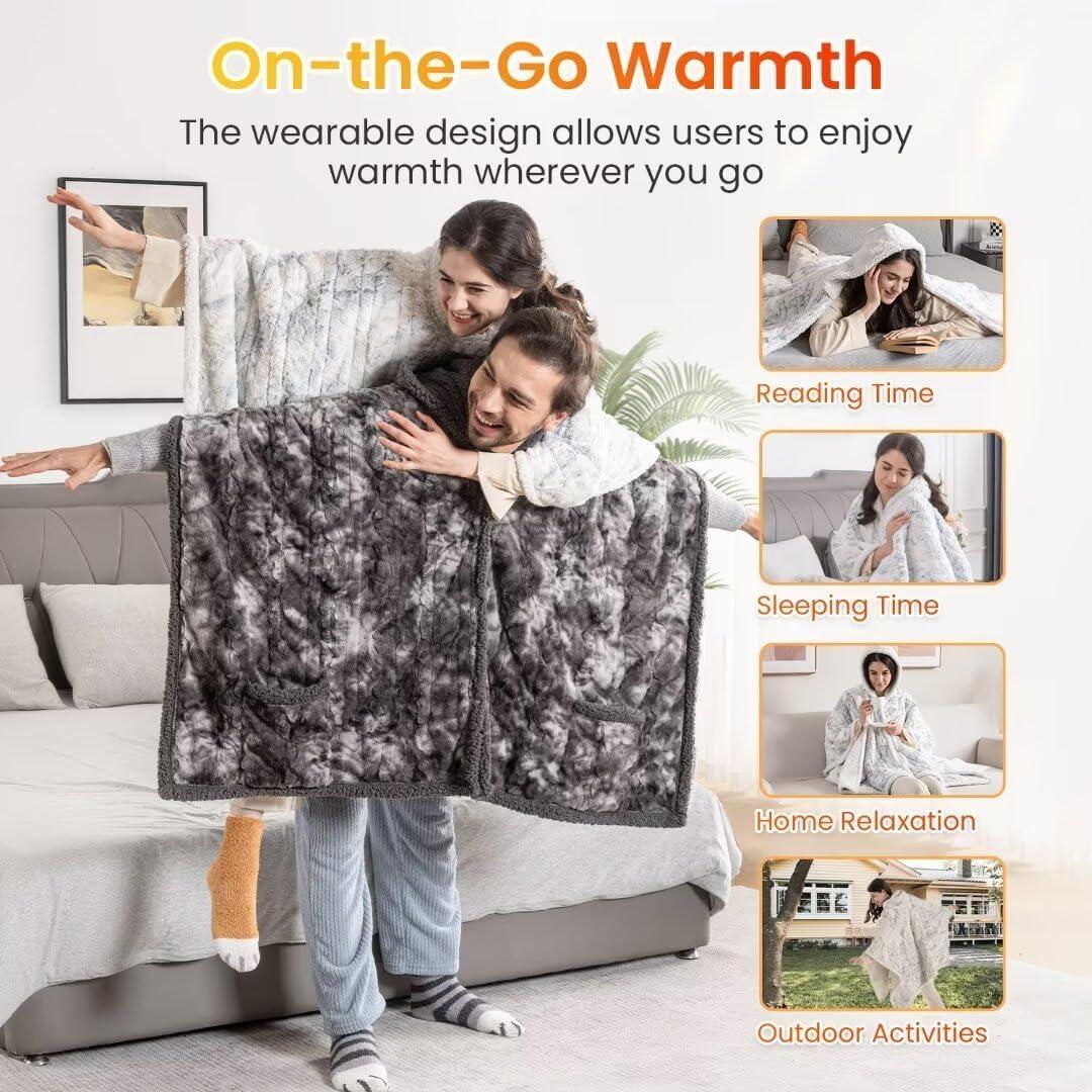 Manta Térmica Wearable WOOMER 127x152cm con Capucha y Calor