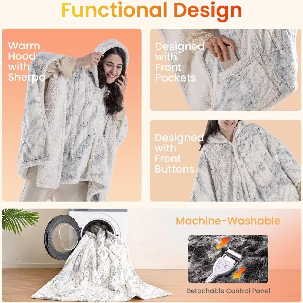 Manta Térmica Wearable WOOMER 127x152cm con Capucha y Calor