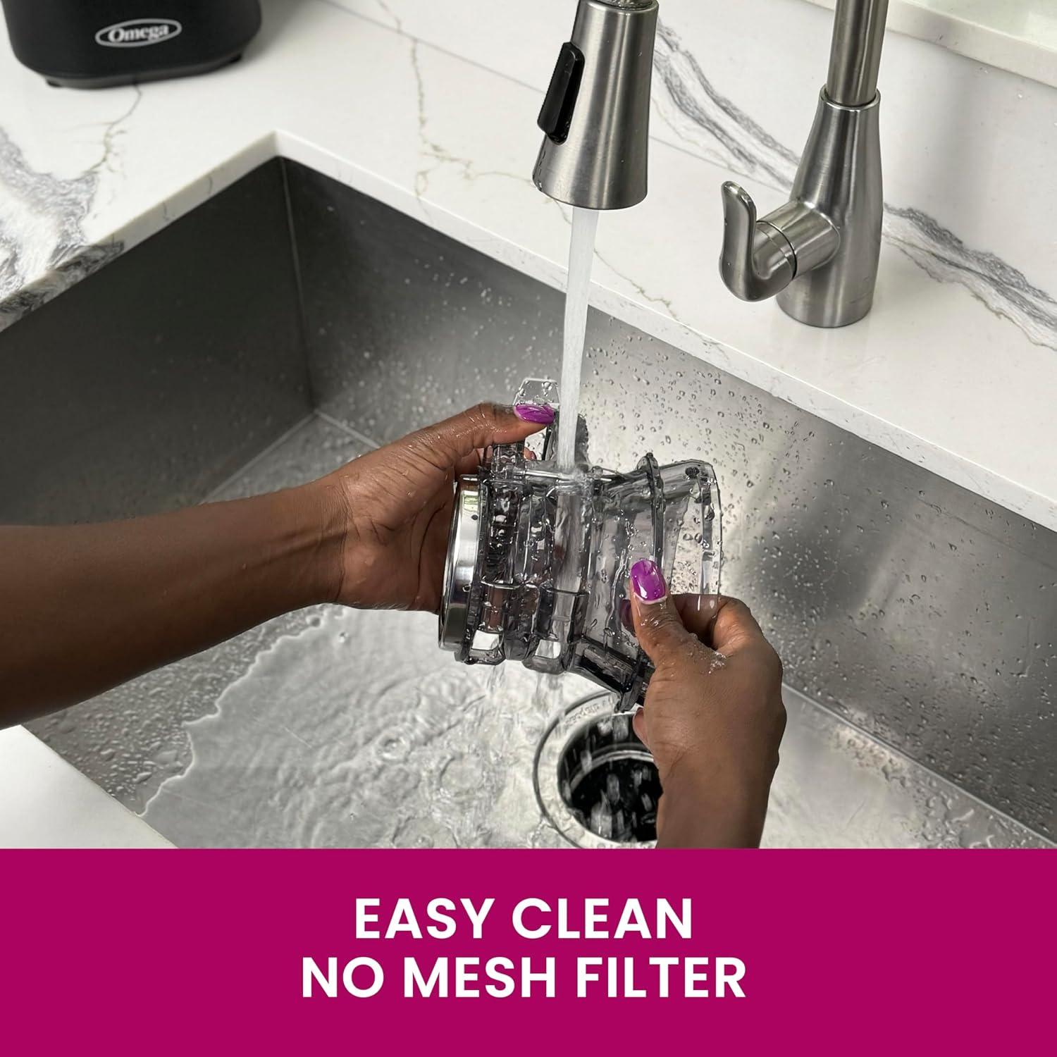 Exprimidor Omega 150W Prensa Fría con Tolva de Lote Negro