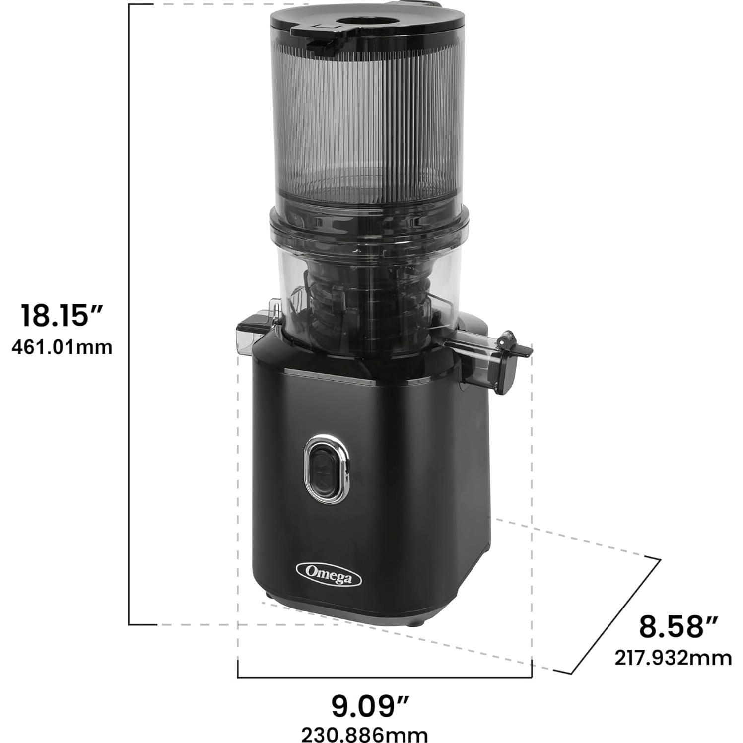 Exprimidor Omega 150W Prensa Fría con Tolva de Lote Negro