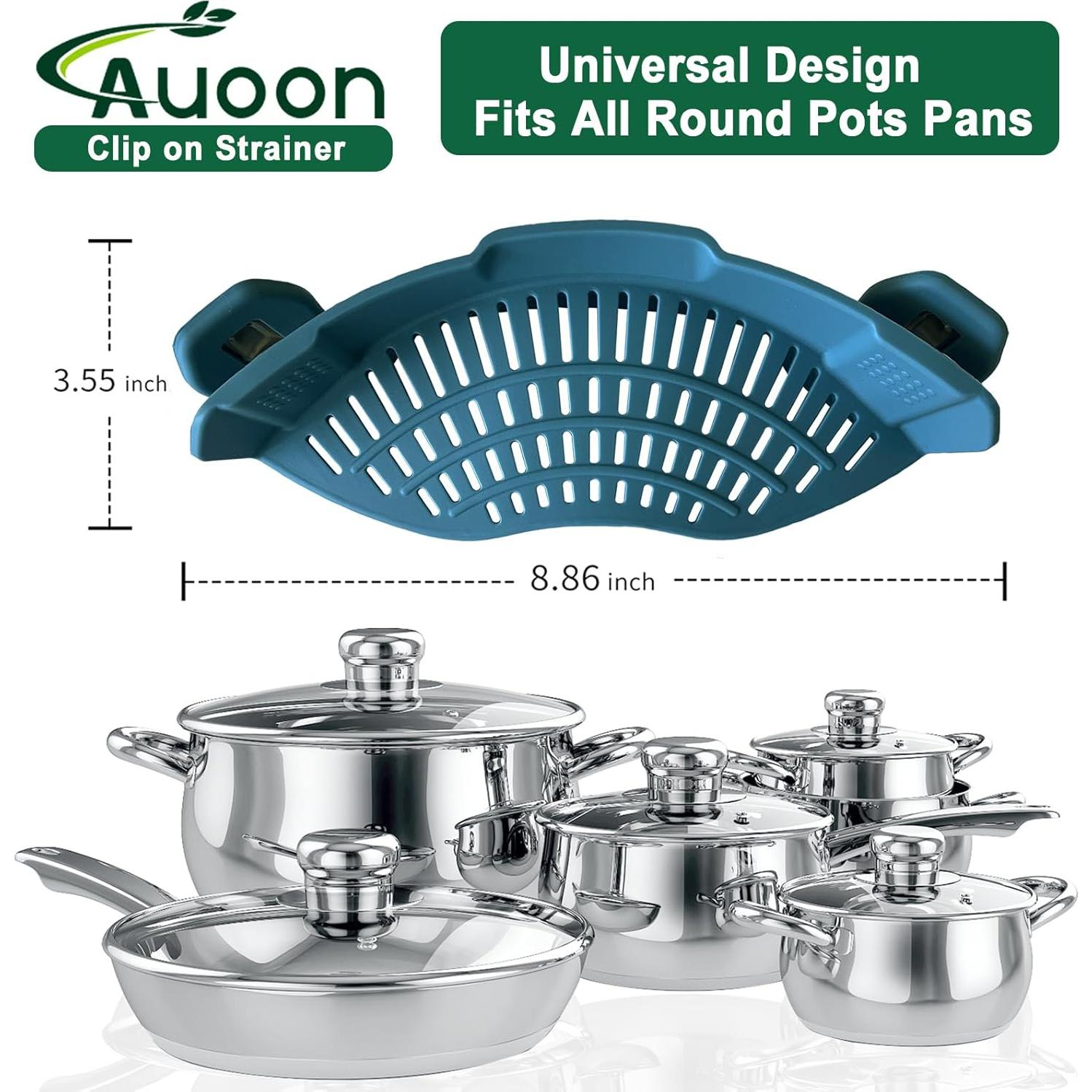 Colador de Silicona AUOON Clip Ajustable para Pasta y Verduras