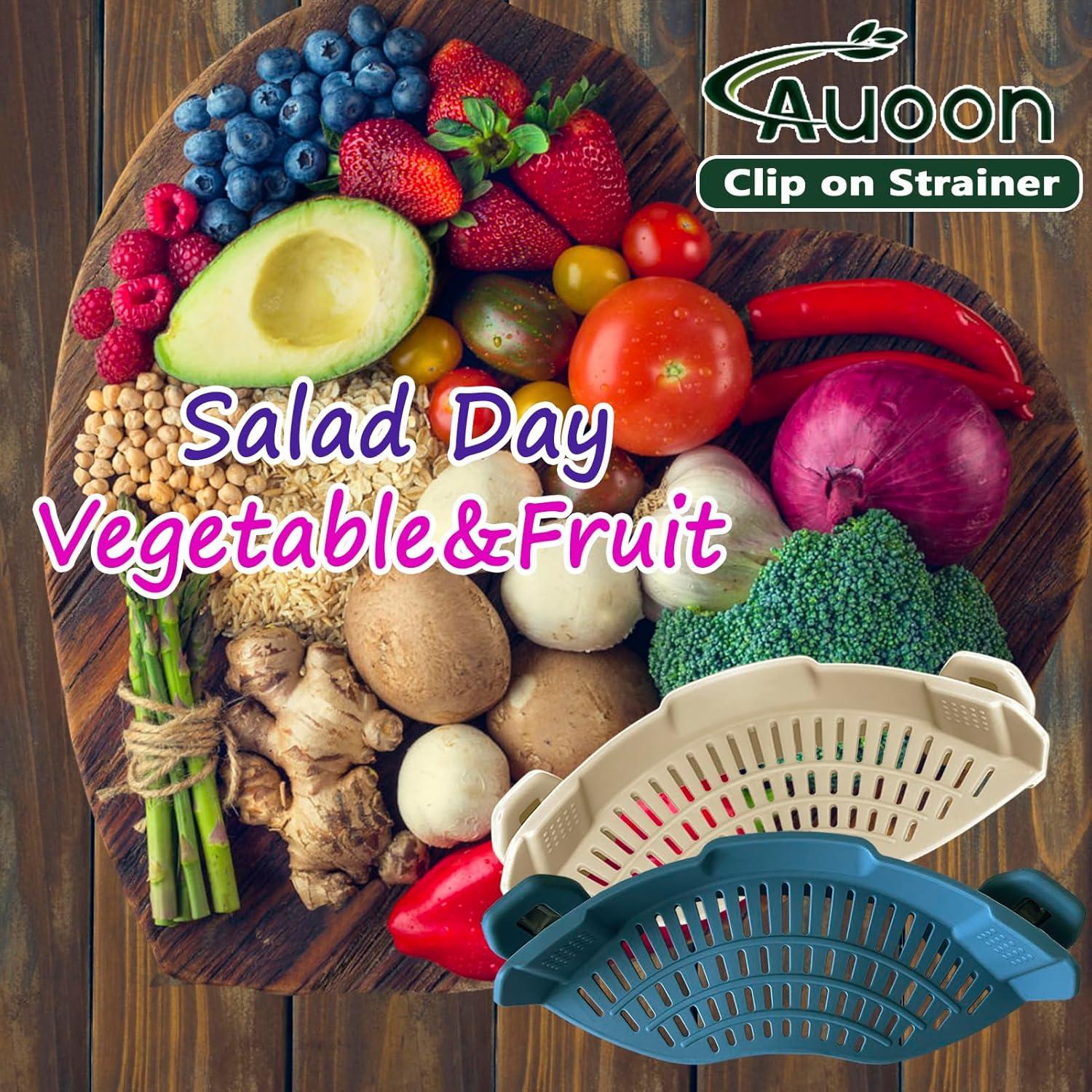 Colador de Silicona AUOON Clip Ajustable para Pasta y Verduras