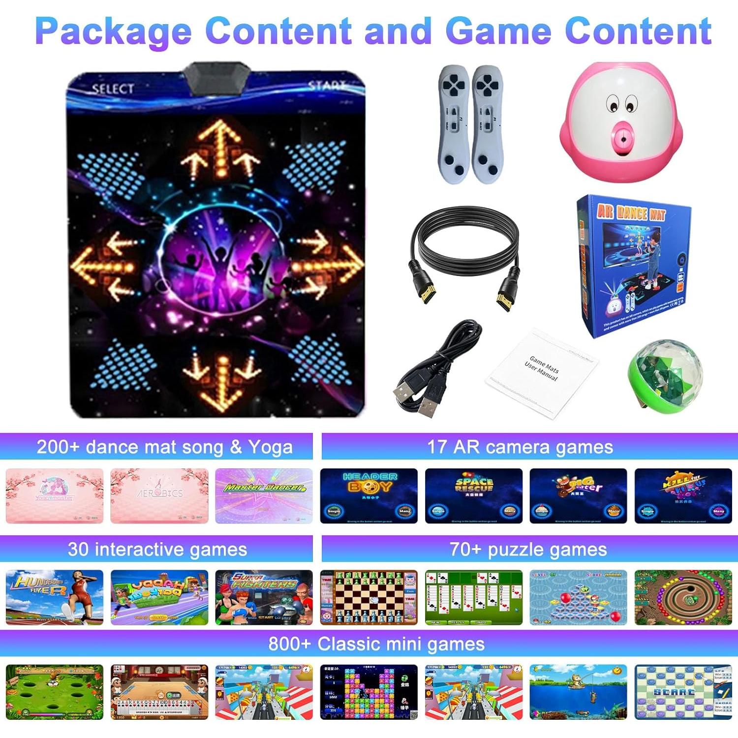 Alfombra de Baile YRPRSODF Electrónica con 100 Juegos y 200 Canciones