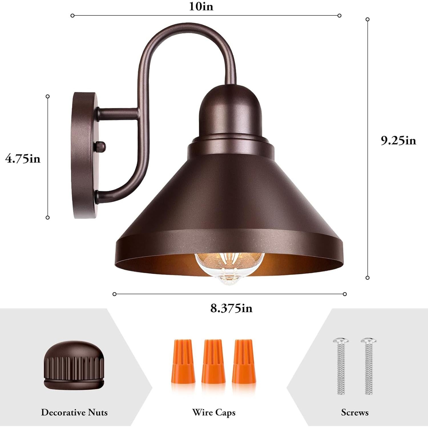 Luces de Porche Brightever 2 Piezas Marrón Impermeables E26