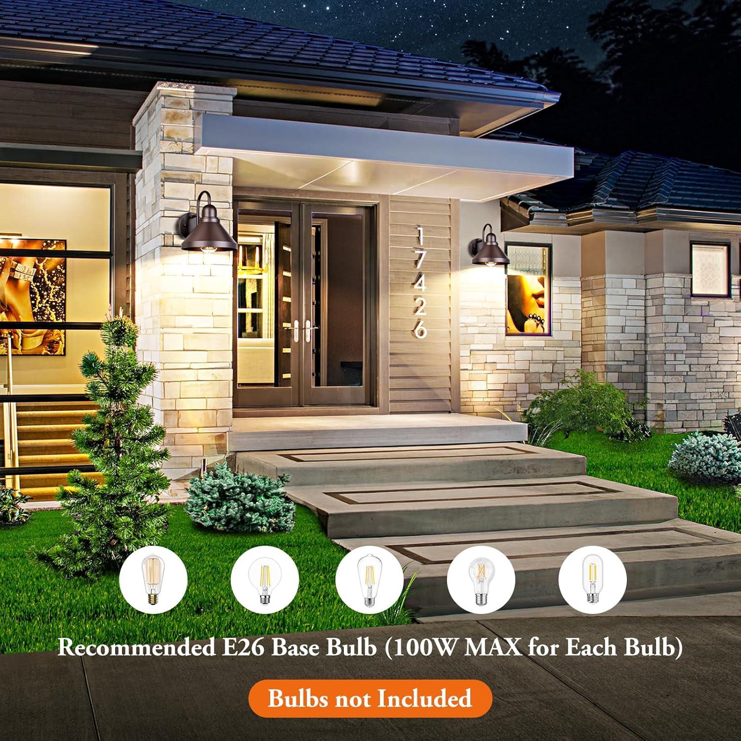 Luces de Porche Brightever 2 Piezas Marrón Impermeables E26