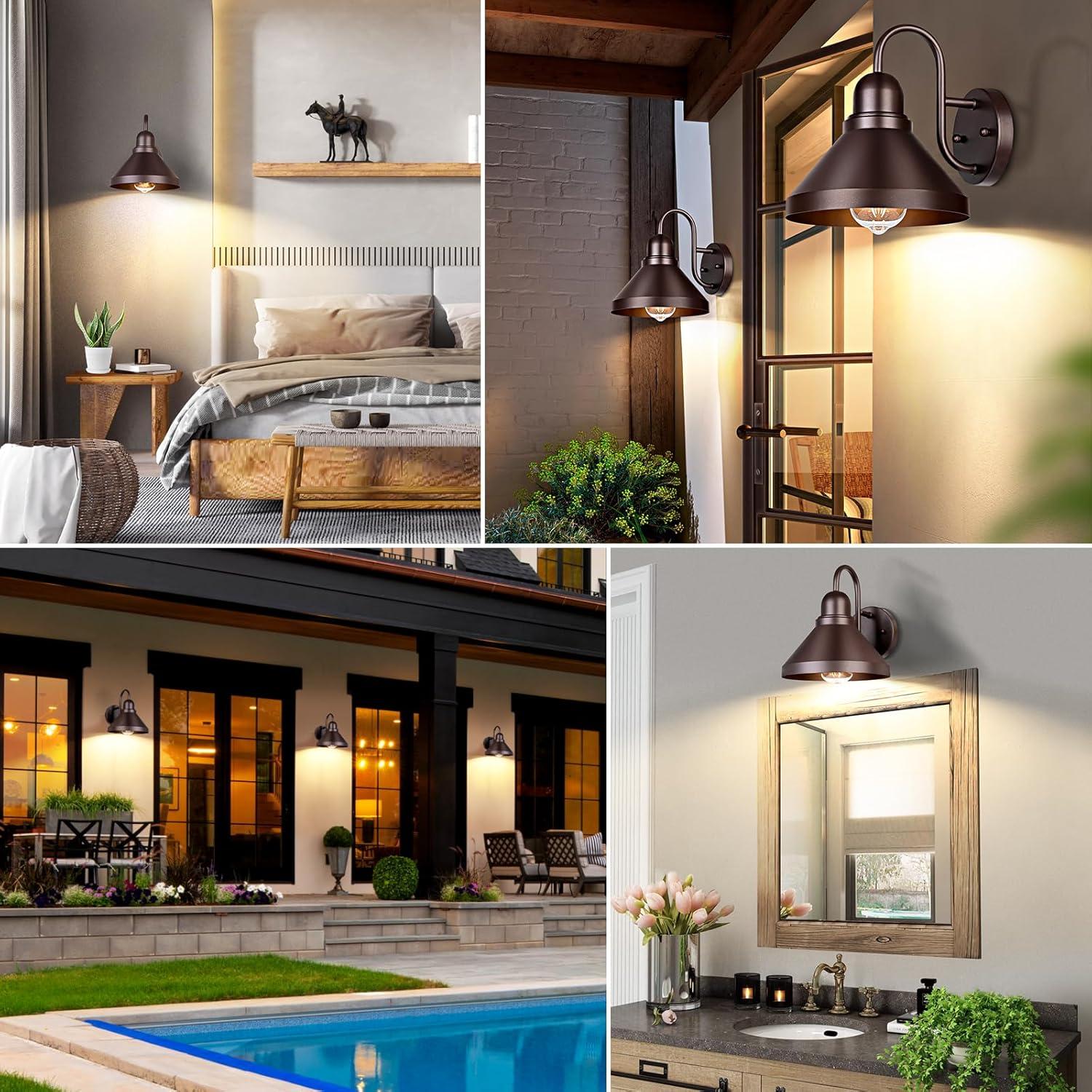 Luces de Porche Brightever 2 Piezas Marrón Impermeables E26