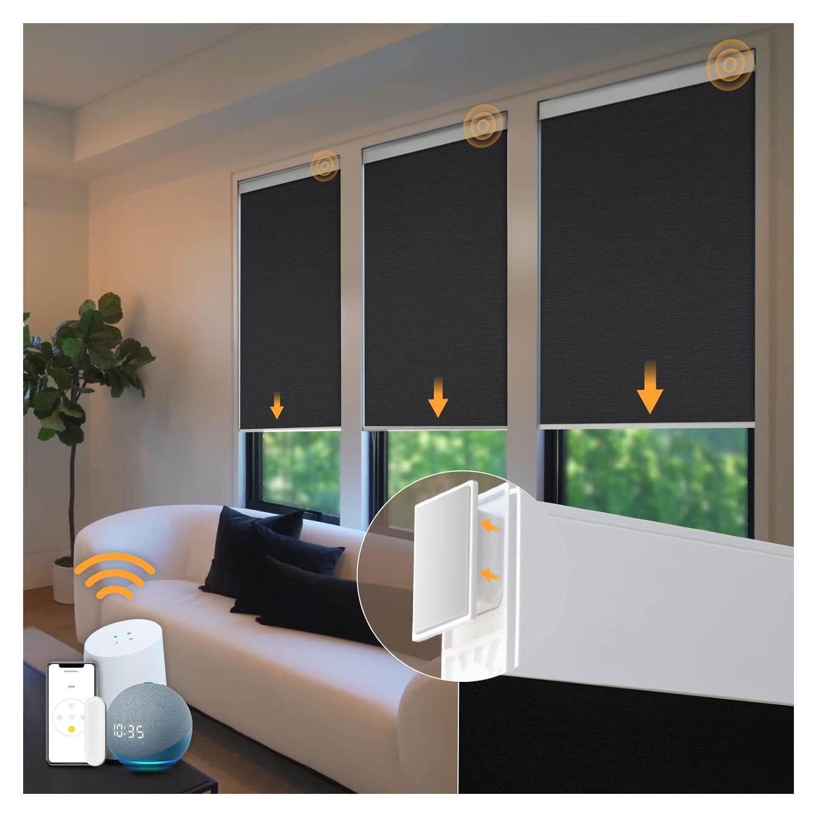 Persianas Motorizadas Hapadif MH100 71x183cm Blackout Negro